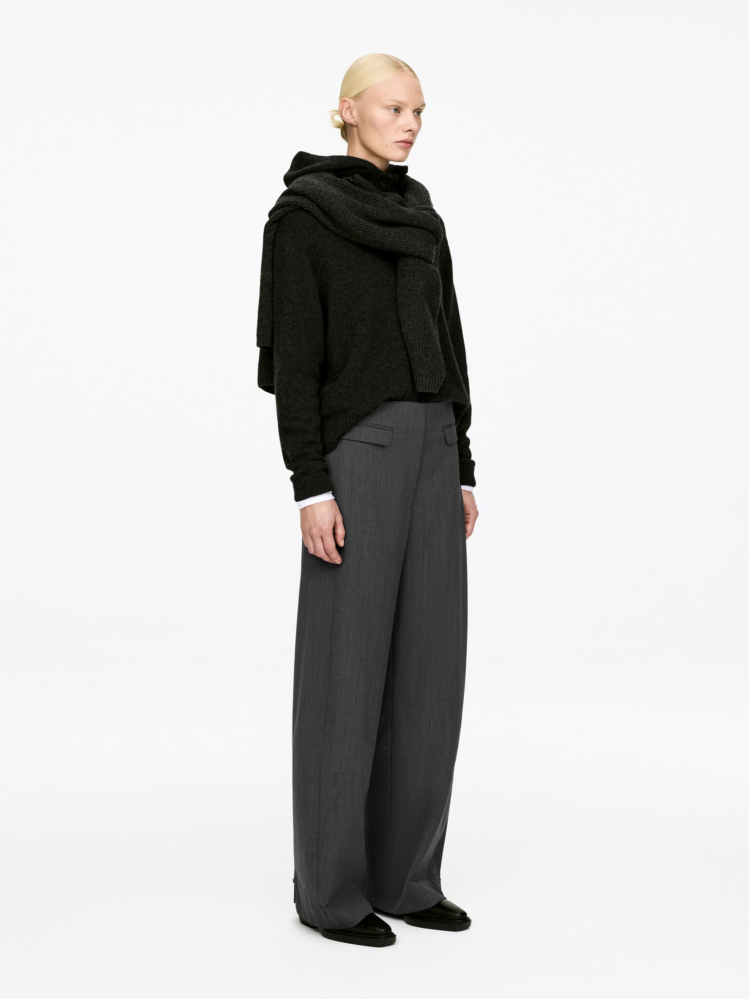 Pantalon tailleur en mélange de laine - gris - 4