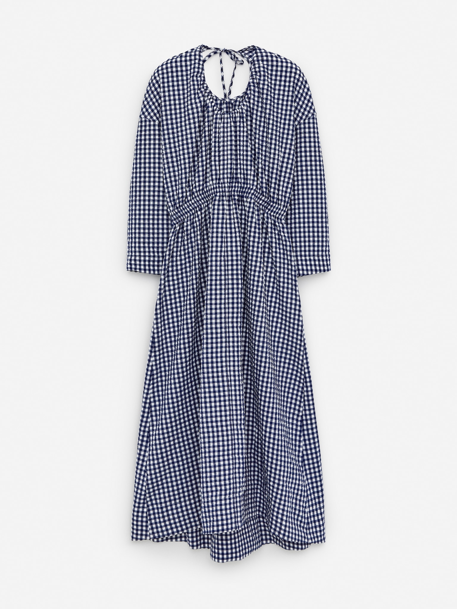 Vestido seersucker - Azul oscuro/Blanco