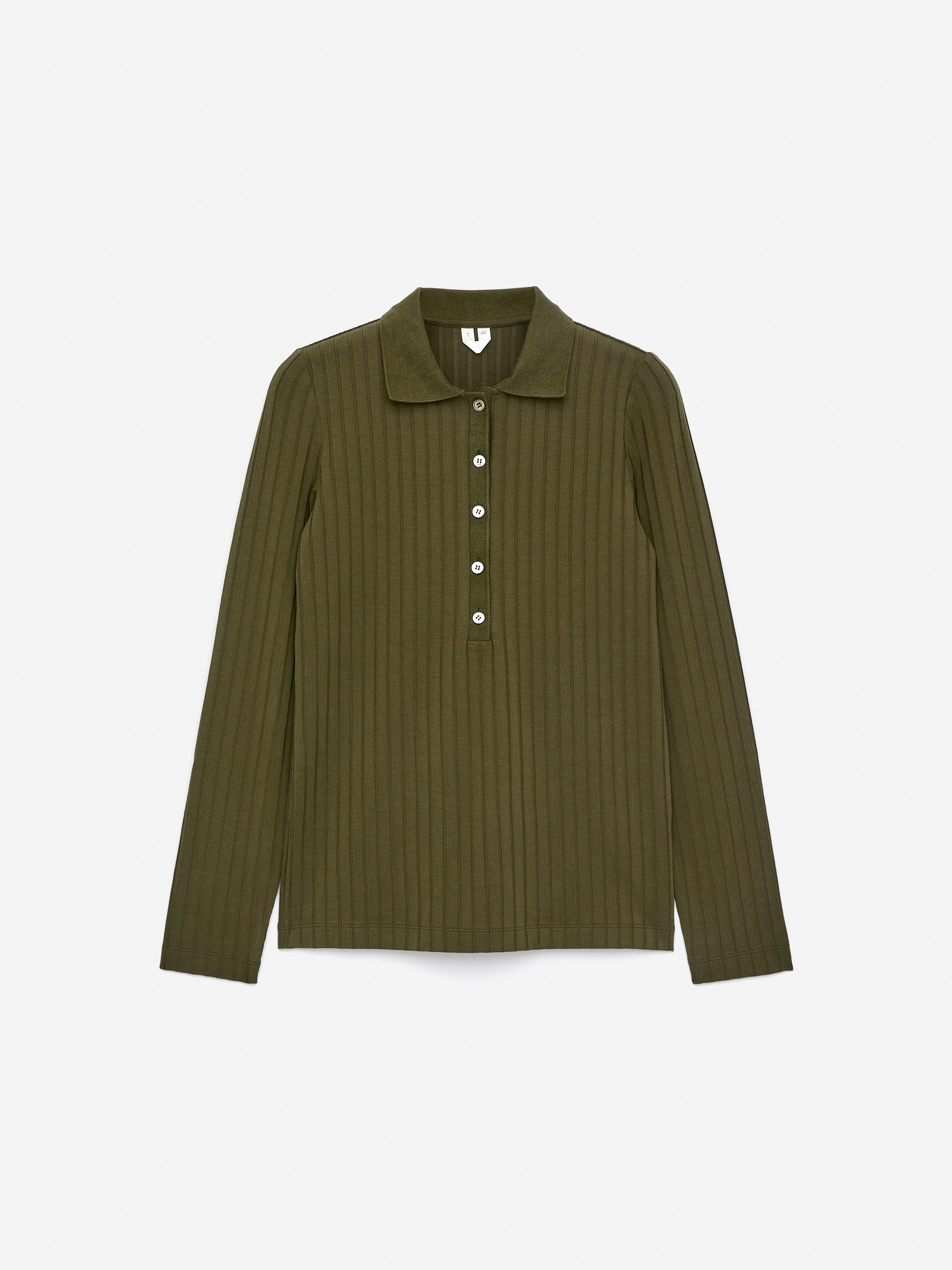 Poloshirt met brede ribbels - Kakigroen/Wit