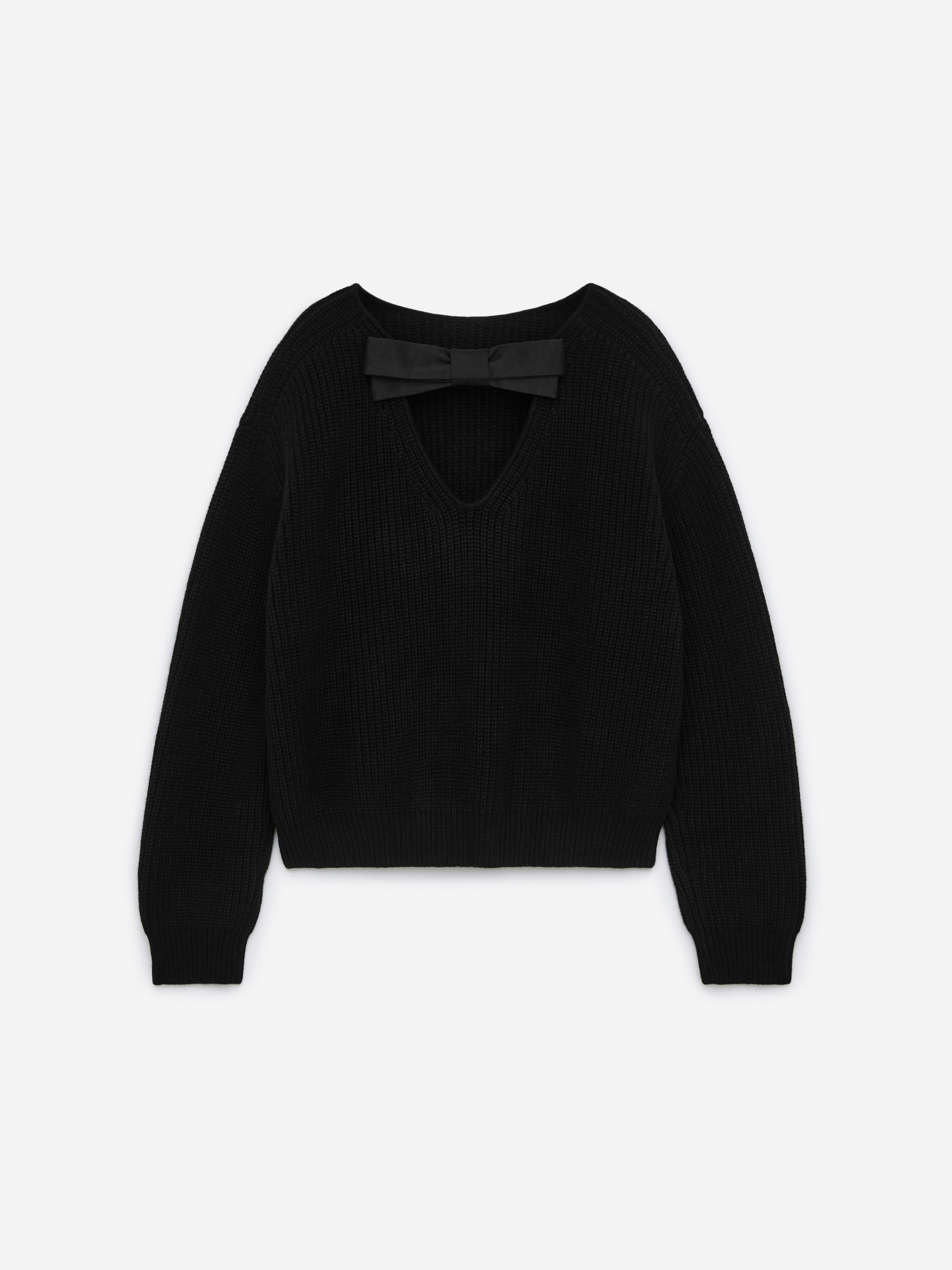 Sweter z wełny i bawełny z kokardą - Czarny - Fason swobodny - Women - StillMedia/DescriptiveStillLife - 2