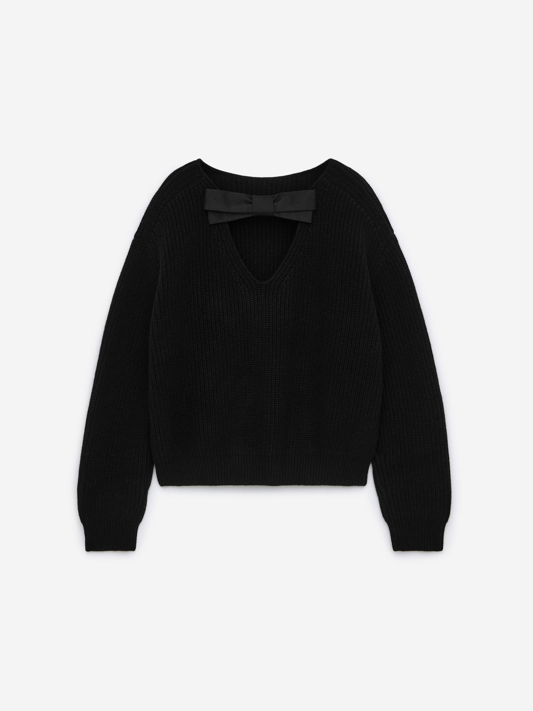 Bow-Detail Wool-Cotton Jumper - Black - Relaxed fit - Women - StillMedia/DescriptiveStillLife - 2