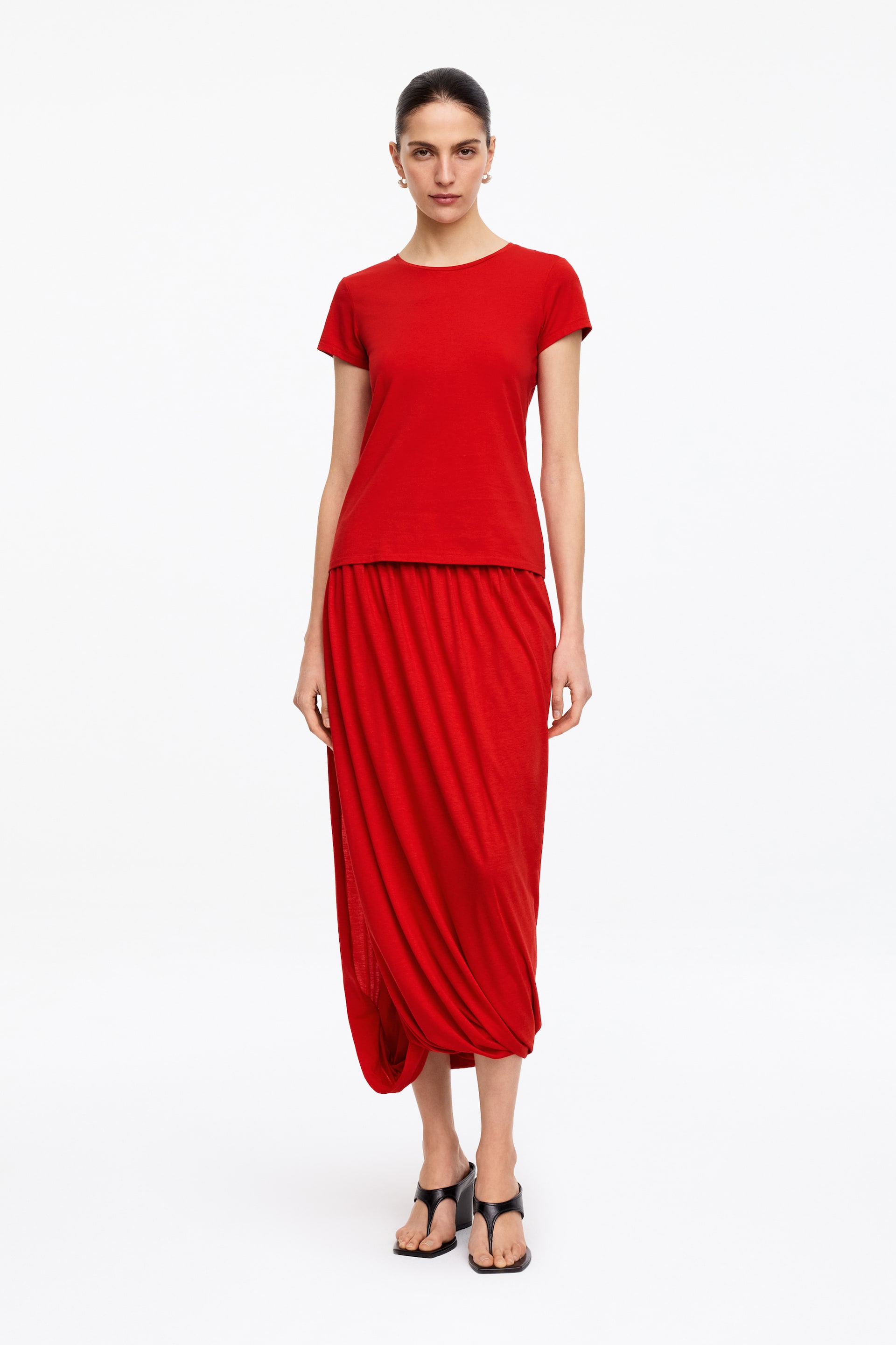 Visualizza immagine più grande: Gonna midi drappeggiata - Rosso - DONNA | H&M IT 1