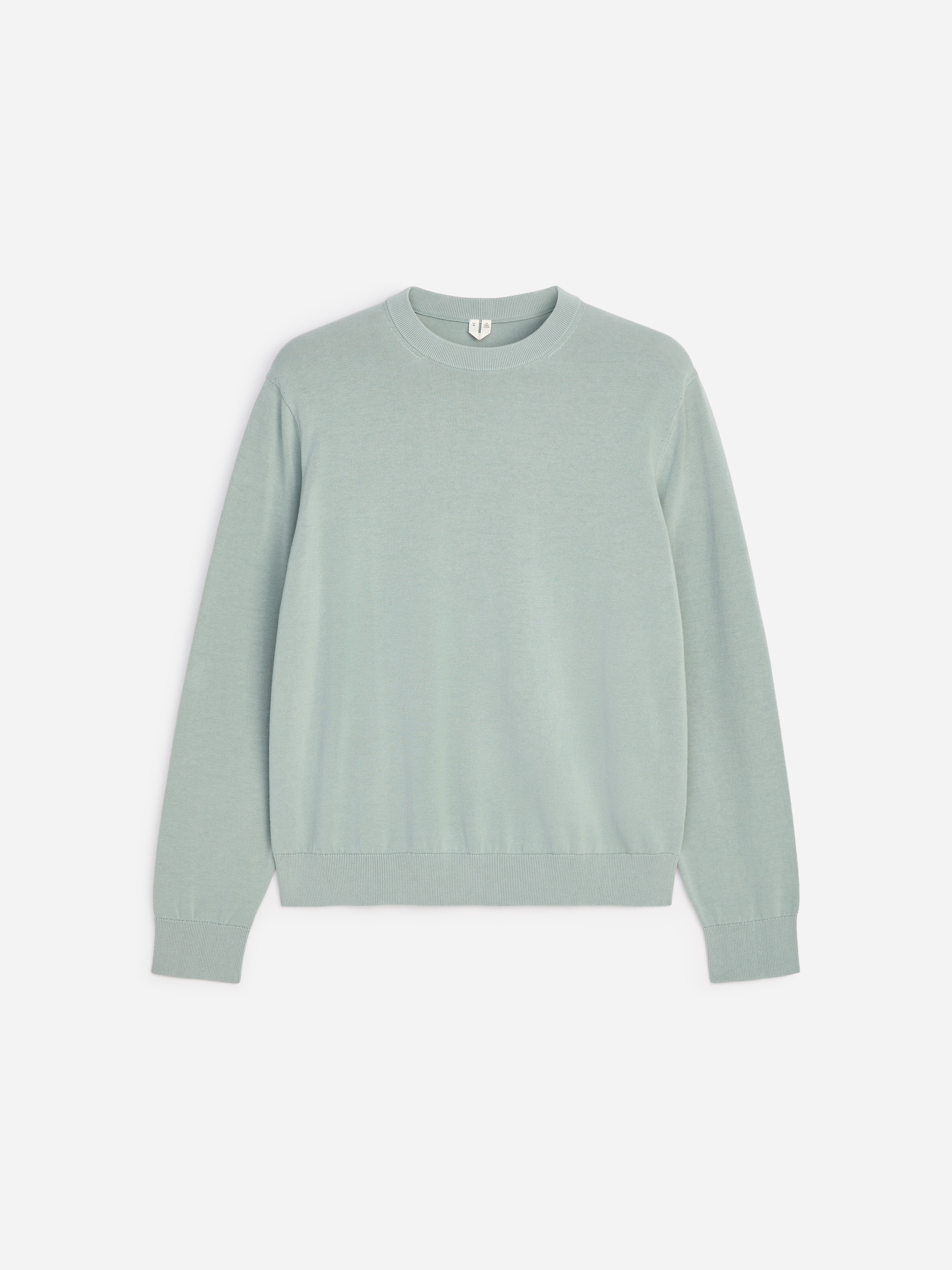 Leichter Baumwollpullover mit Rundhalsausschnitt - Blasses Mintgrün/Himbeerrot/Dunkelblau