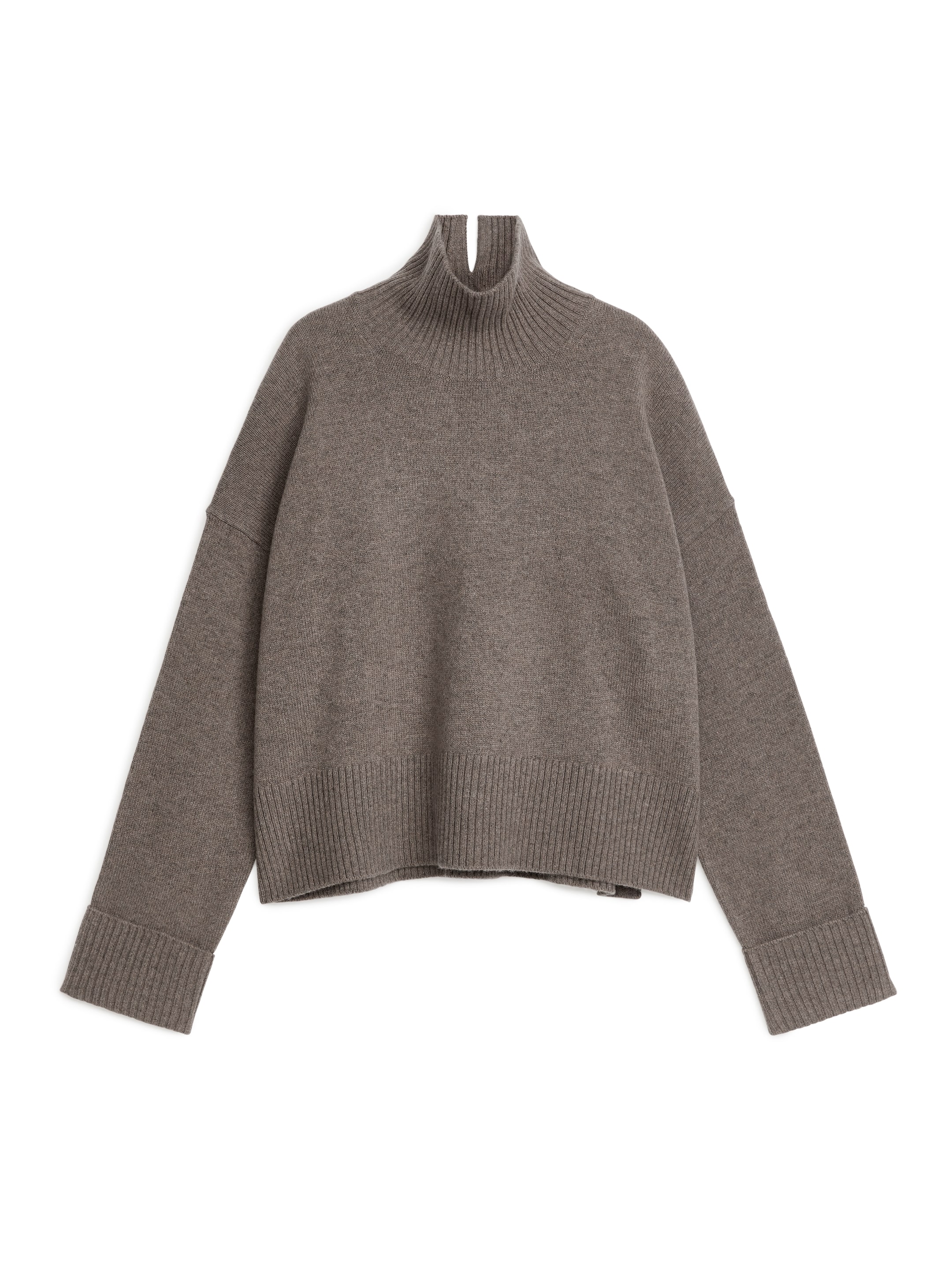 Se større billede: Uldtrøje med høj hals - Brunmeleret - DAME | H&M DK 1