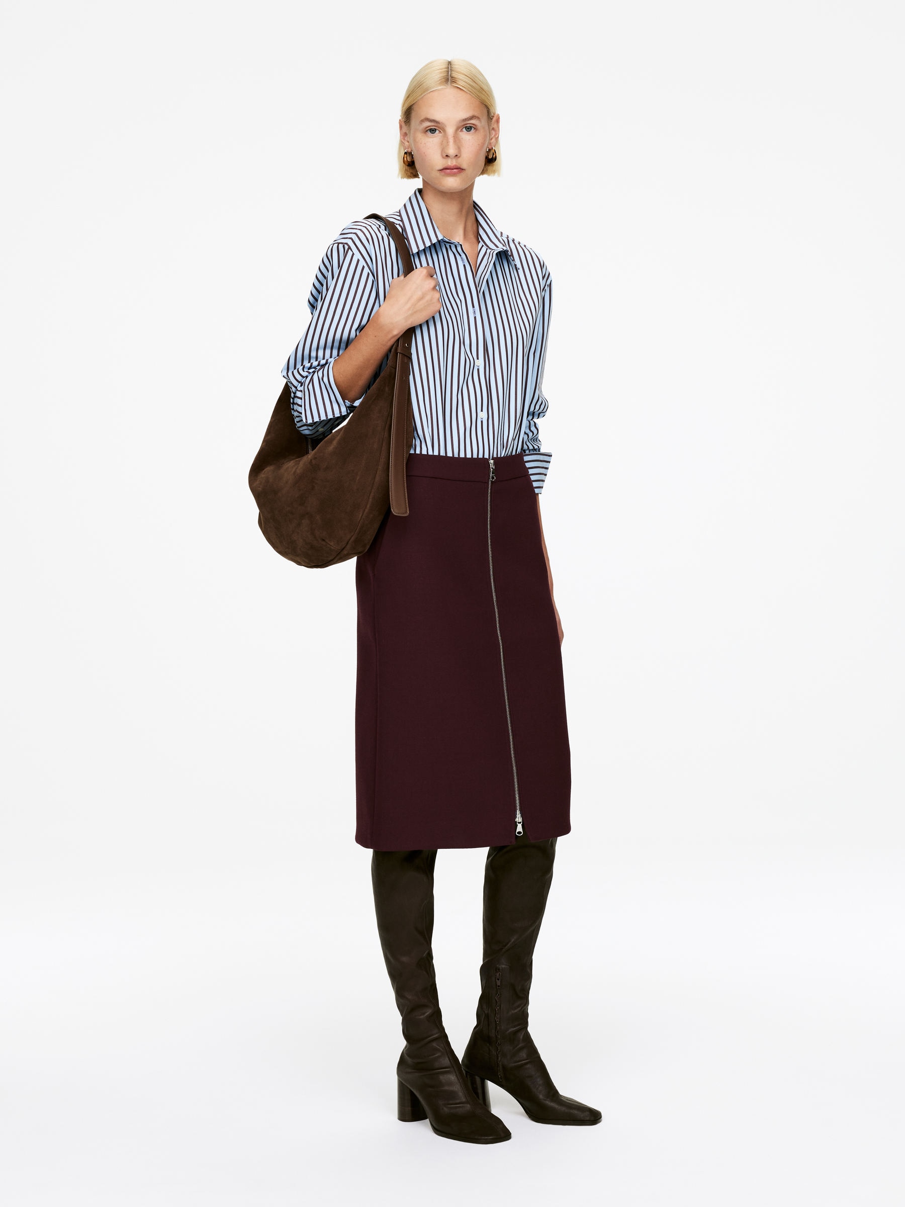 Wool-Blend Zip Skirt - Dark Red - Regular fit - Women - StillMedia/Lookbook - 3