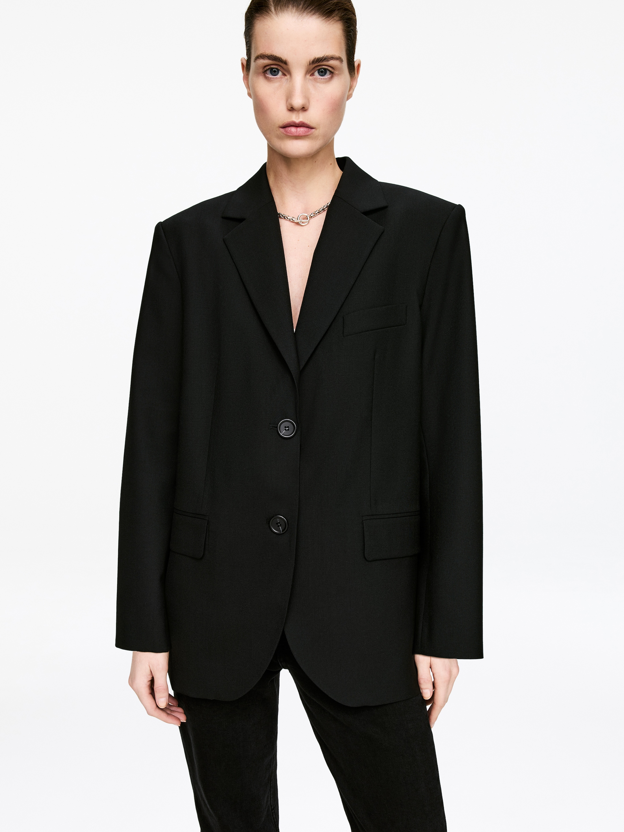 Marynarka z wełnianej juty - Czarny - Obszerny - Women - StillMedia/Lookbook - 6