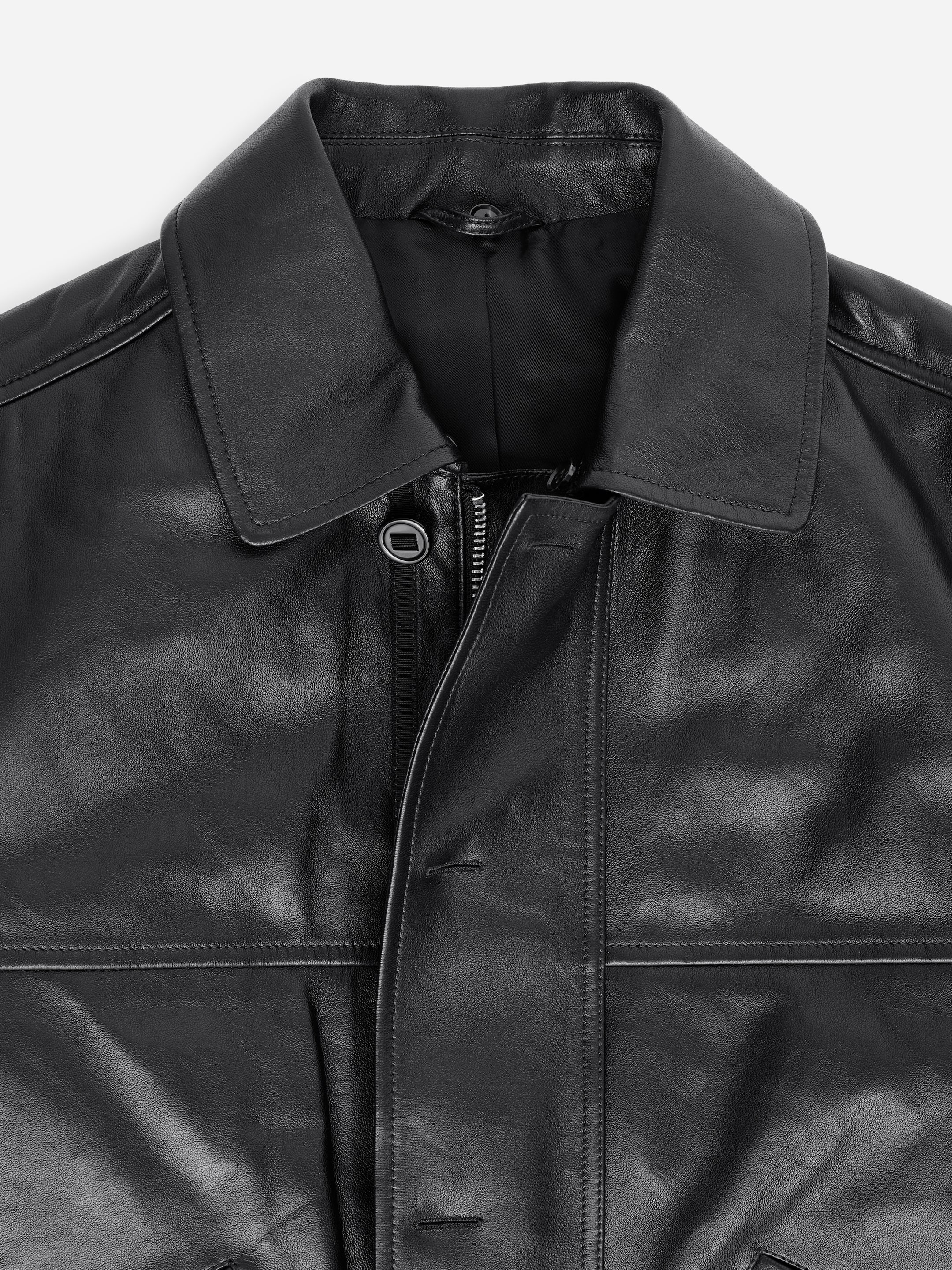 Leather Aviator Jacket - Black - Regular fit - men - StillMedia/DescriptiveDetail - 1