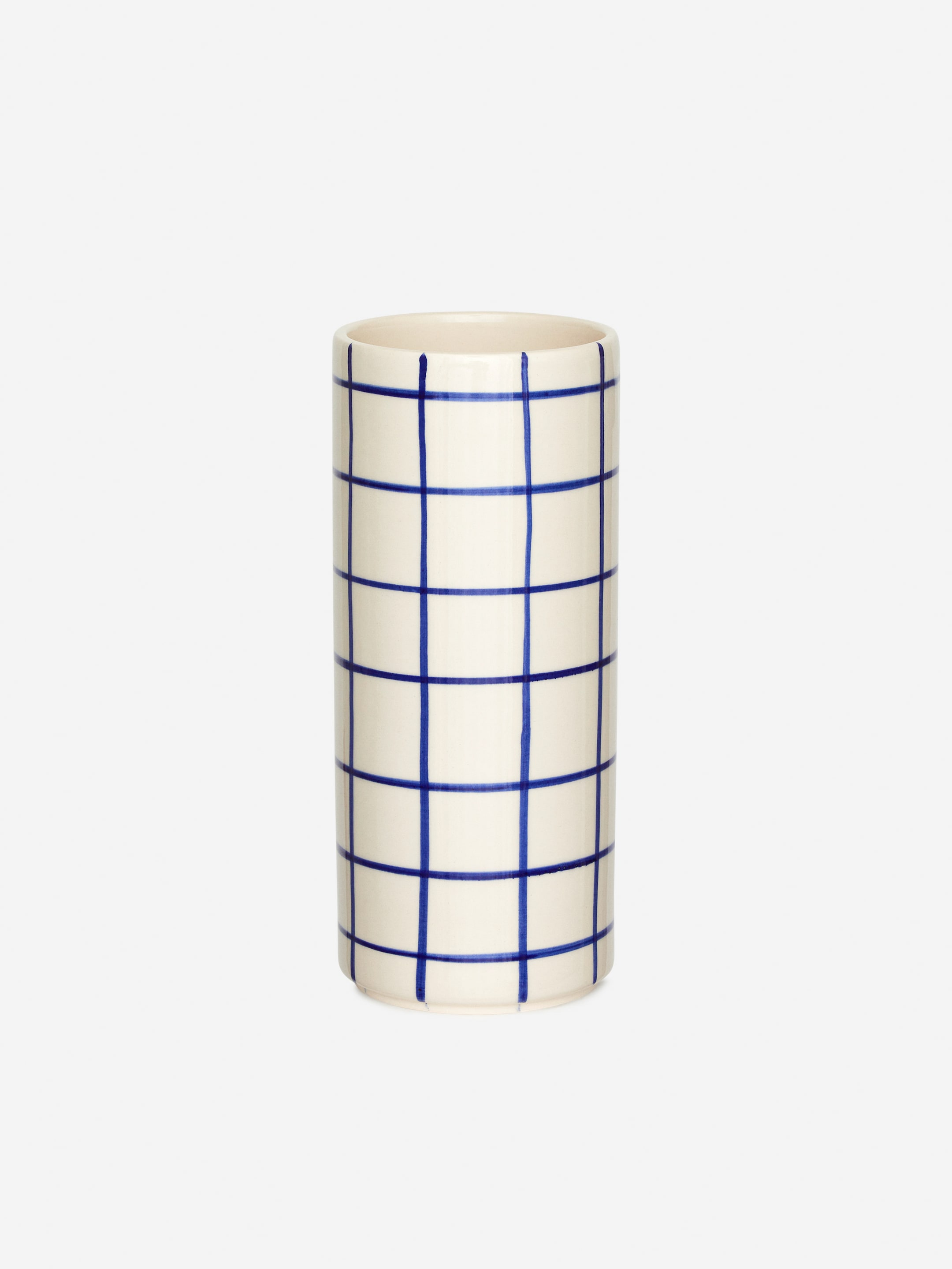 Vase aus Steingut, 23 cm - Blau kariert - Haushaltswaren - StillMedia/DescriptiveStillLife - 1