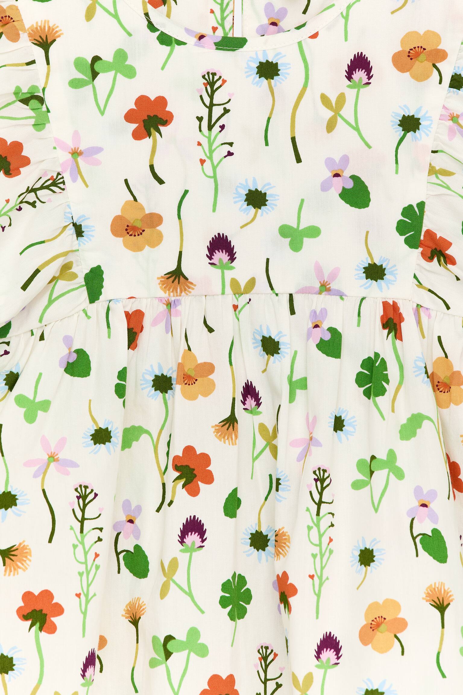 Памучна поплин рокля - Бял/Лилаво/Райе - 3