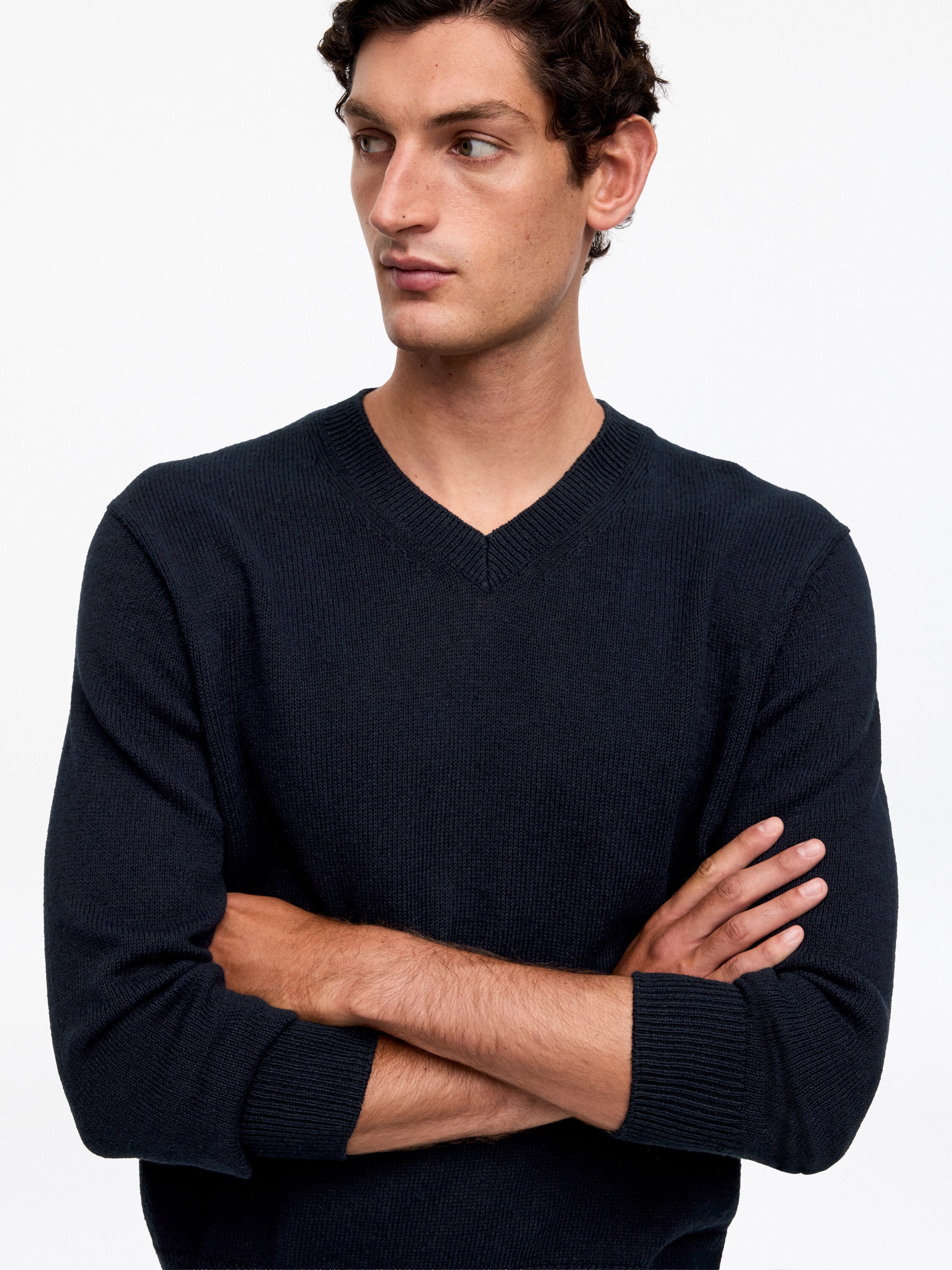 MY___　V NECK SWEAT SIZE0 Linen Cotton V-Neck Jumper – Dark Blue – Men – ARKET EU