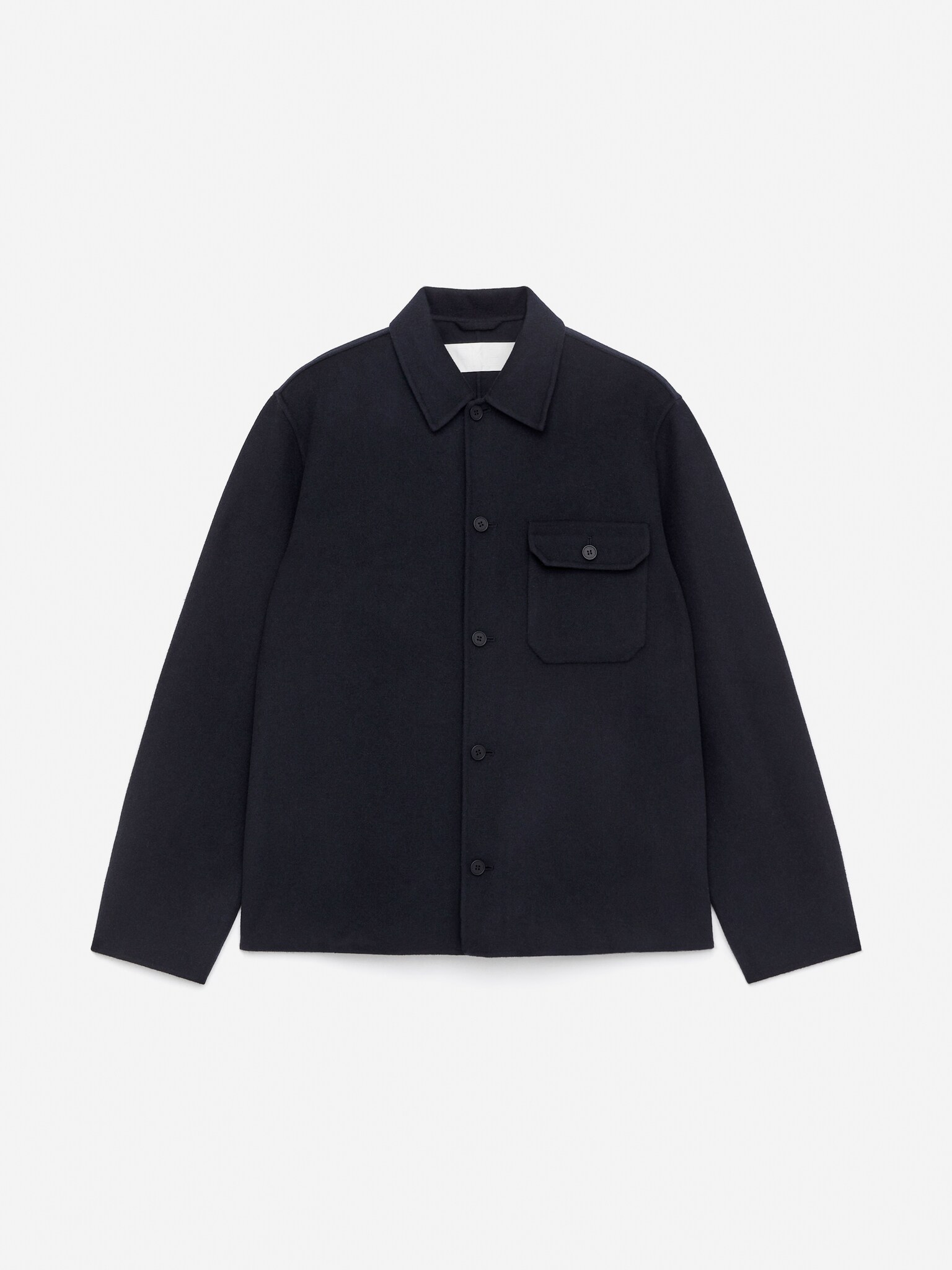 Camisa de mezcla de lana de doble faz - Azul oscuro