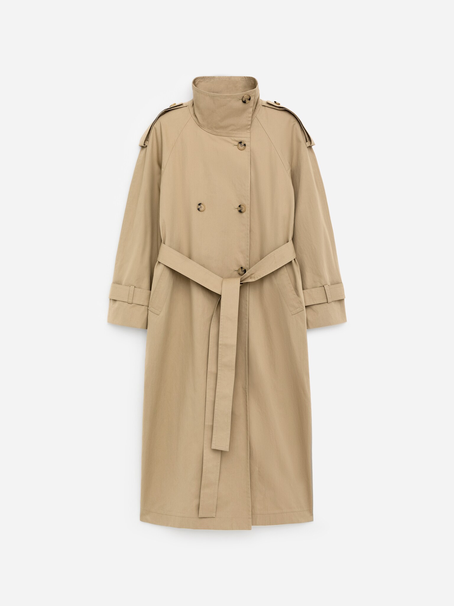 Scarf Trench Coat - Beige - 8