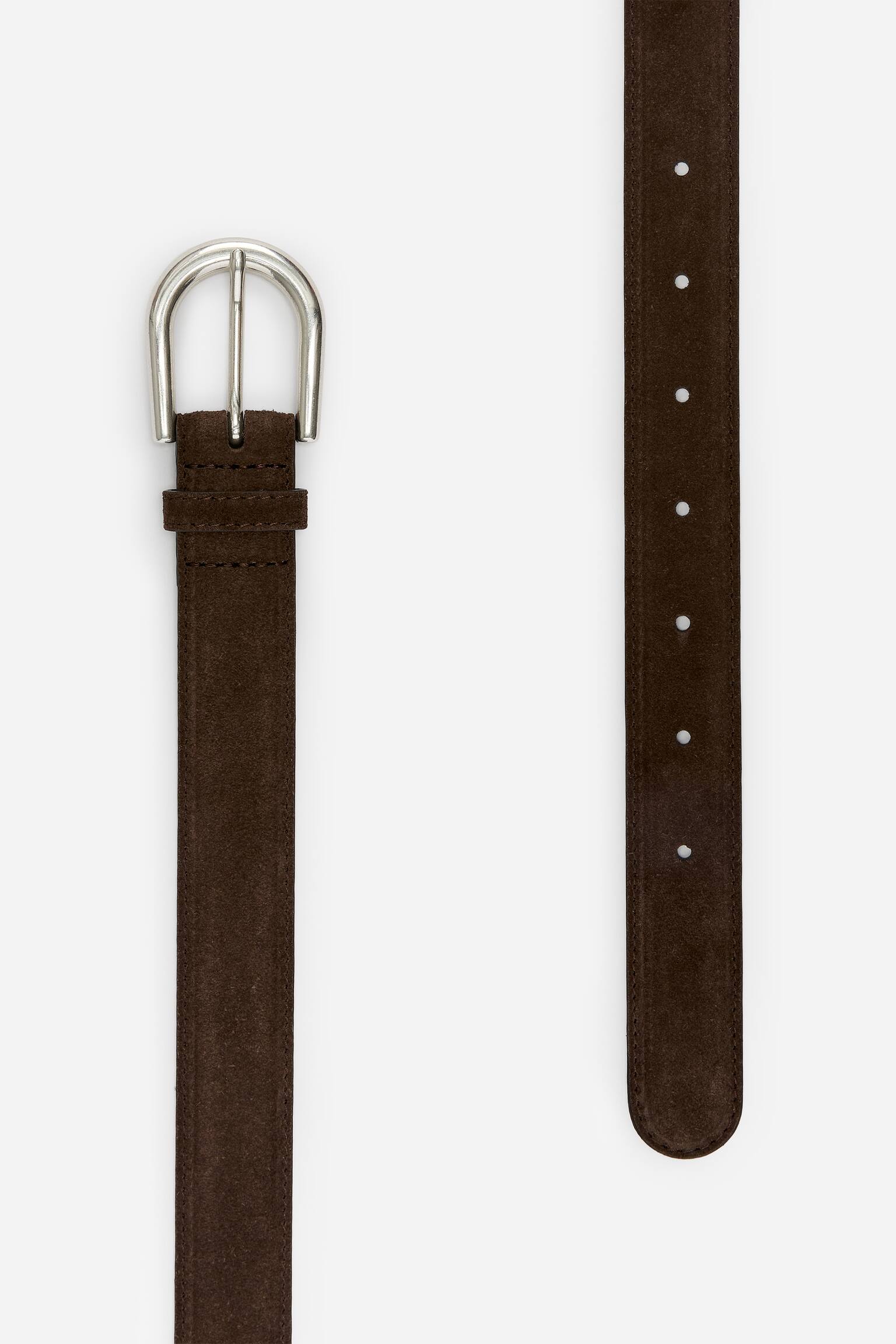 Ceinture en croûte de cuir suédé - Marron - 4