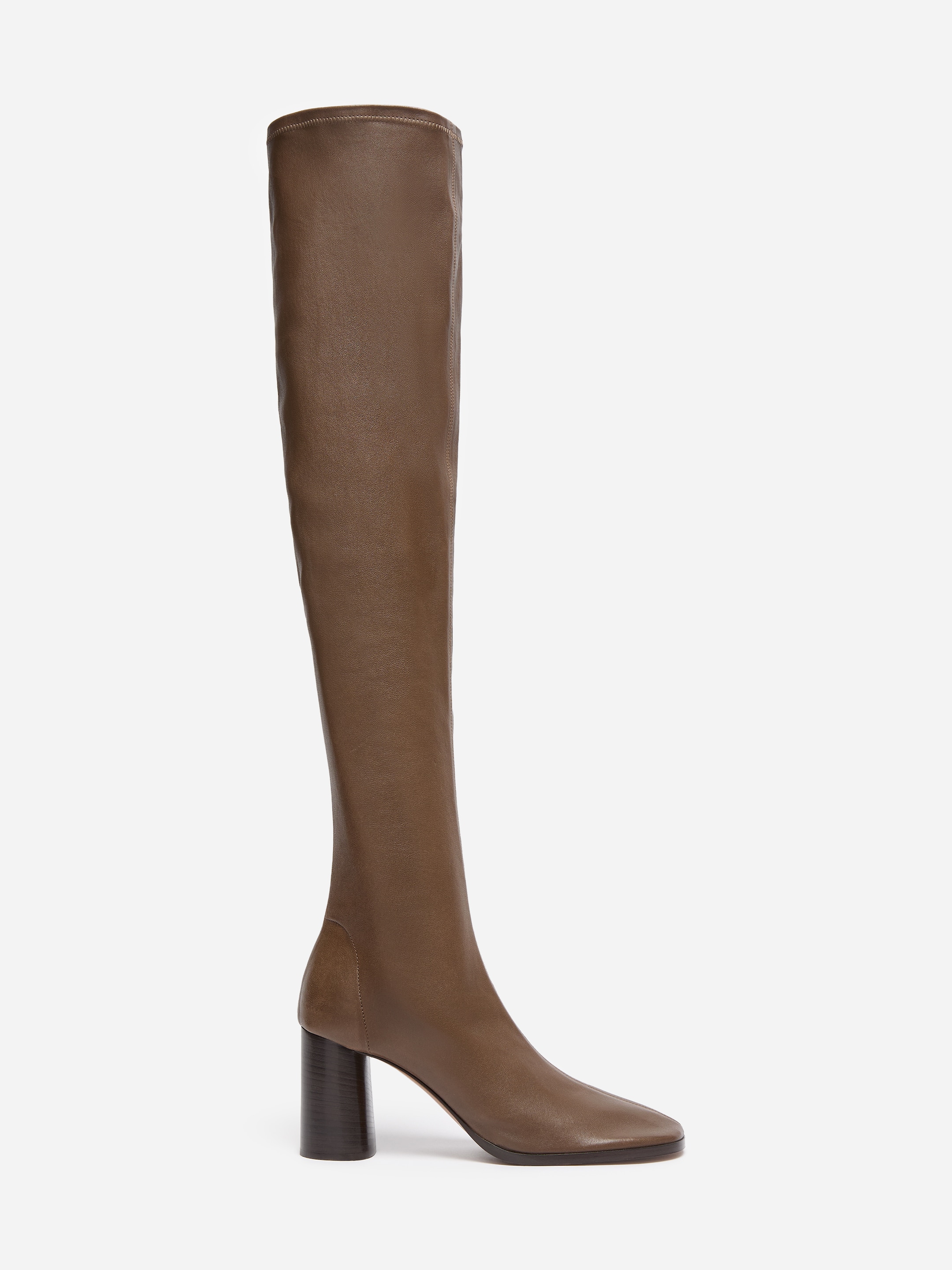 Botas de piel elástica por encima de la rodilla-Brown-20397