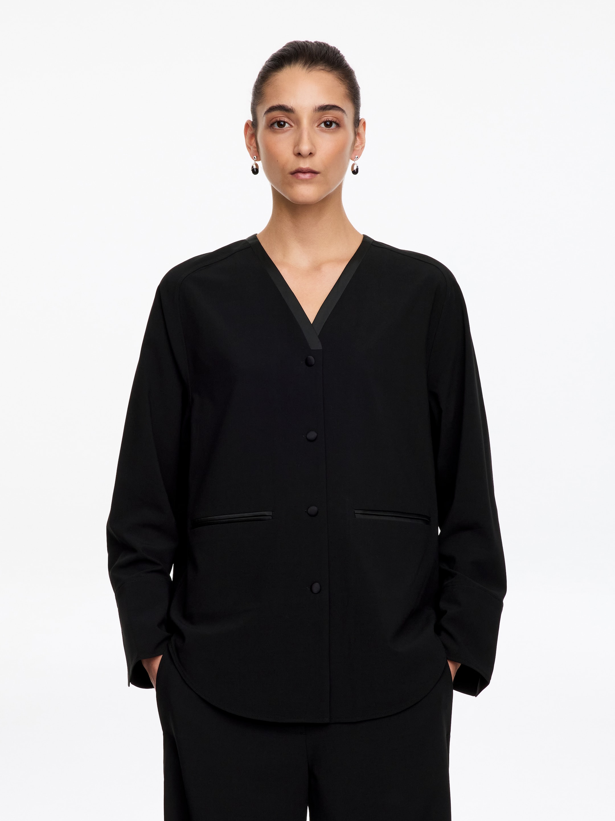 Smokinginspirerad overshirt-Black-21078