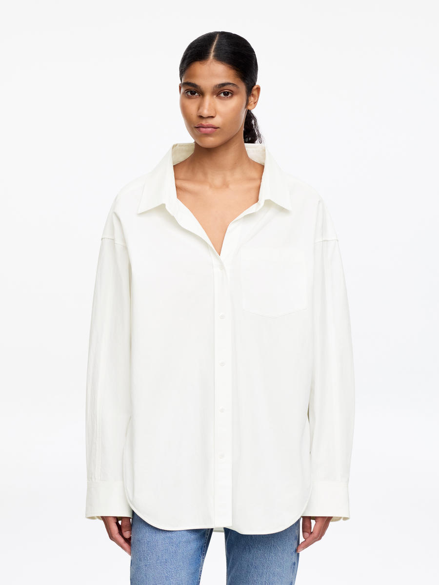 ARKET Women's  Relaxed Open-Collar Shirt White,  size L