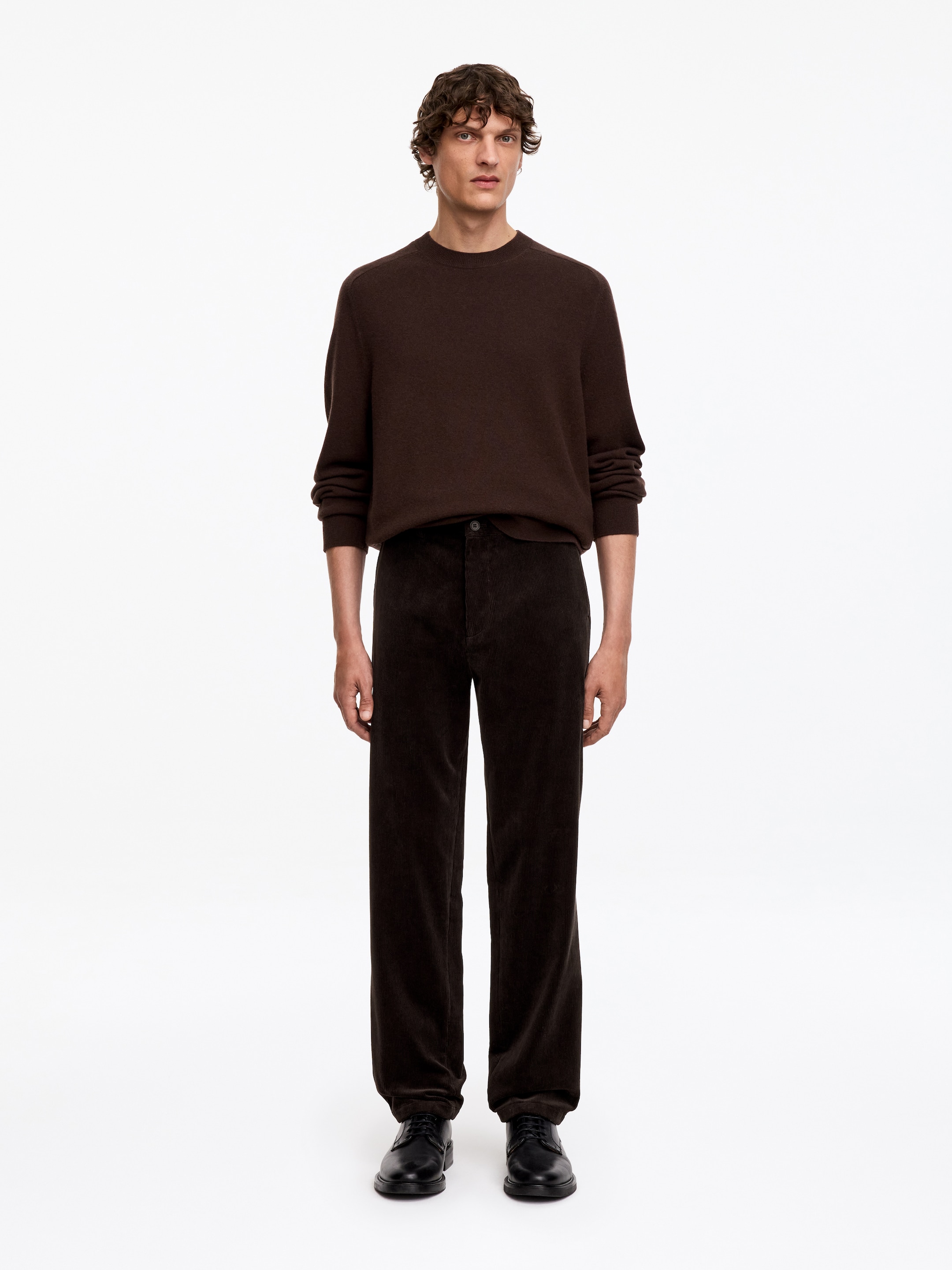 Regular Corduroy Trousers-Brown-20114