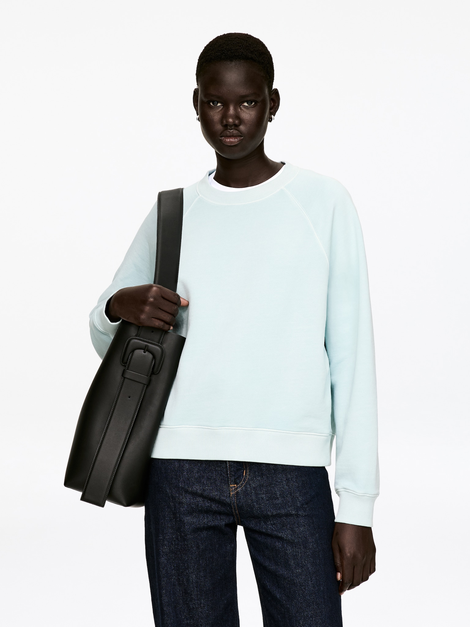 Sweatshirt i French terry - Ljusturkos/Mörkbrun/Gråmelerad/Röd/Svart/Ljusbeige/Mörkblå - 1