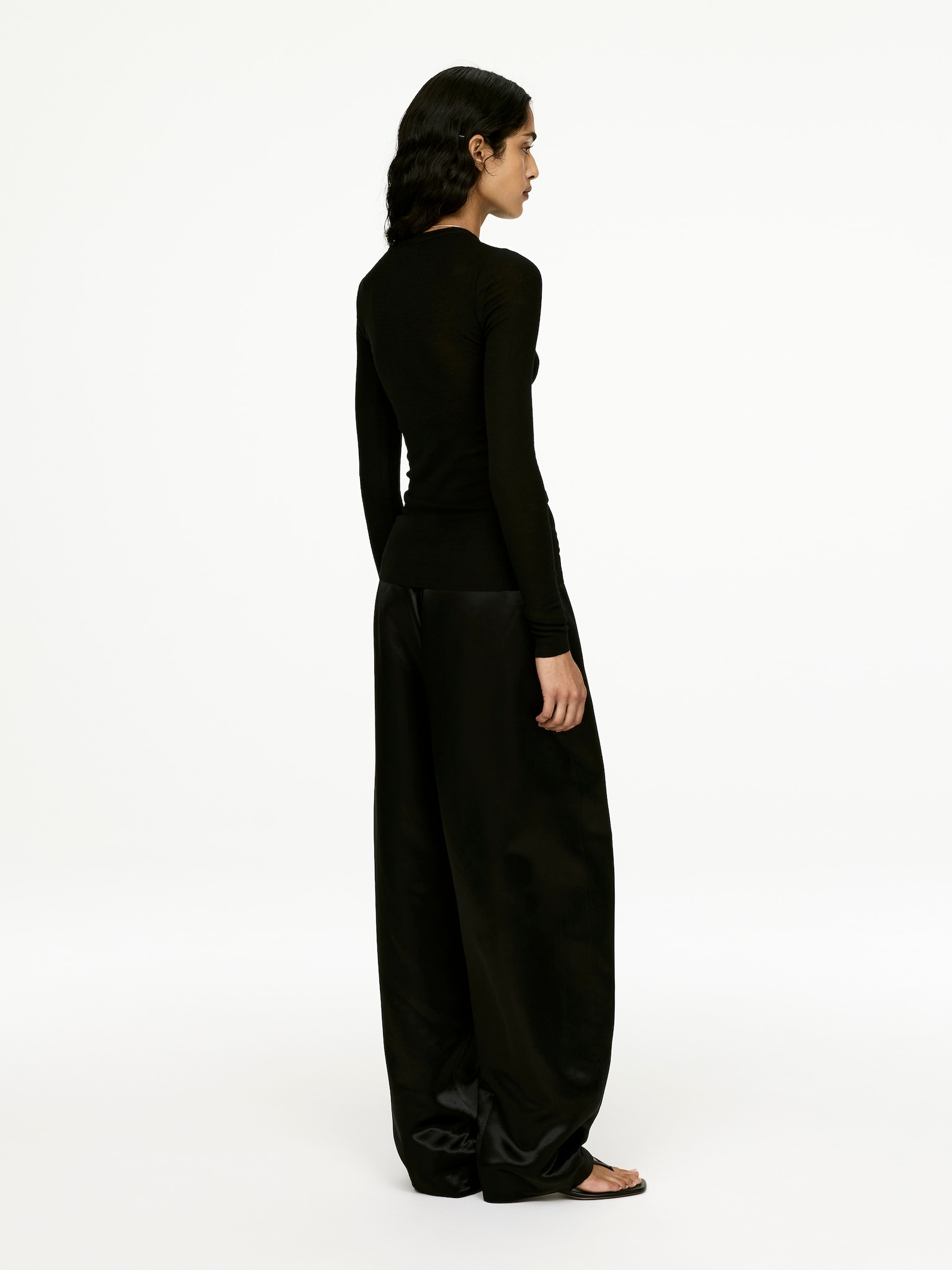 Long-Sleeved Merino Top - Black/Dark Grey Melange/Dark Brown/Red/Dark Mustard - 4
