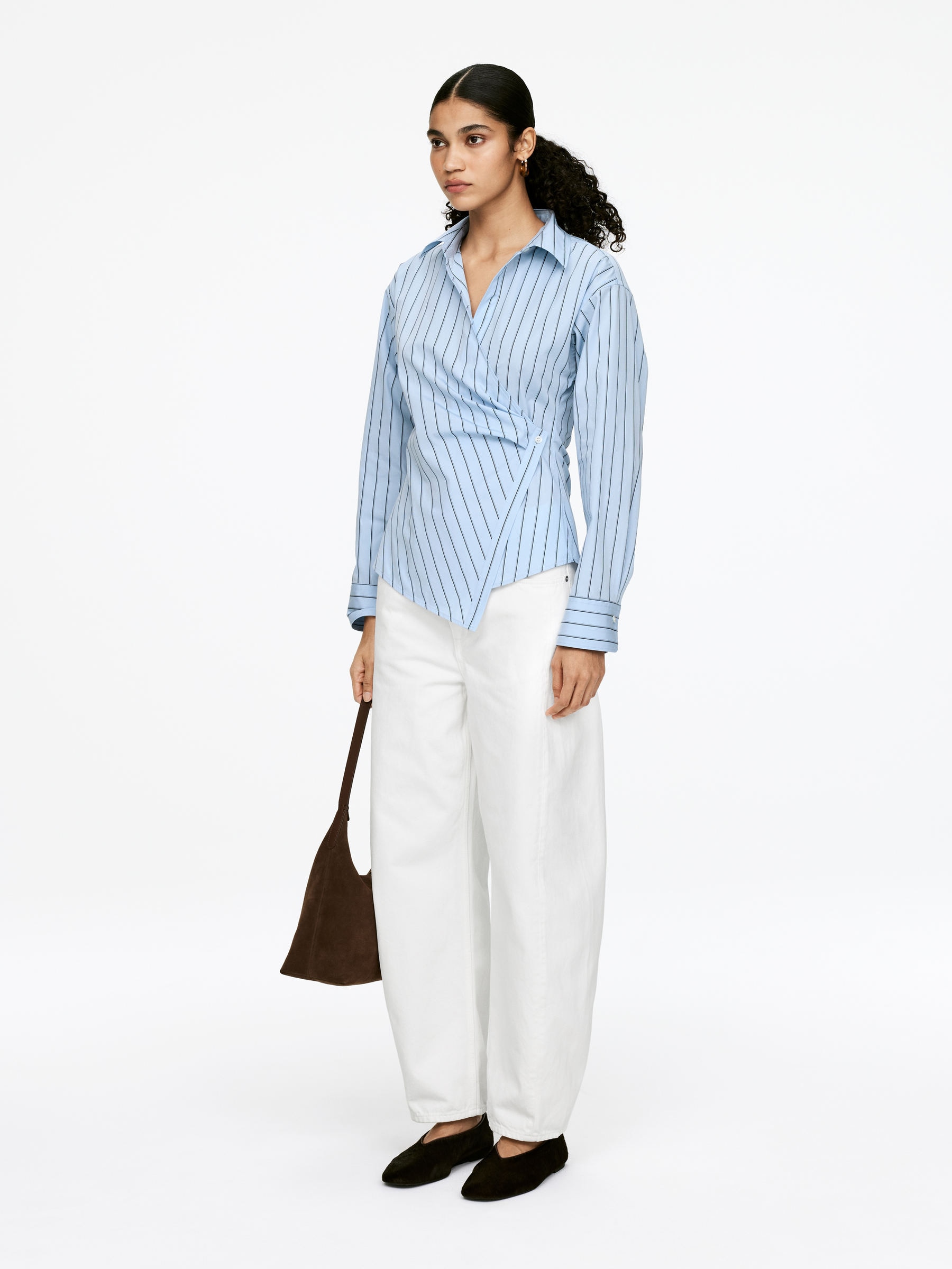 Omlottskjorta - Blå/randig - Slim fit - Women - StillMedia/Lookbook - 3