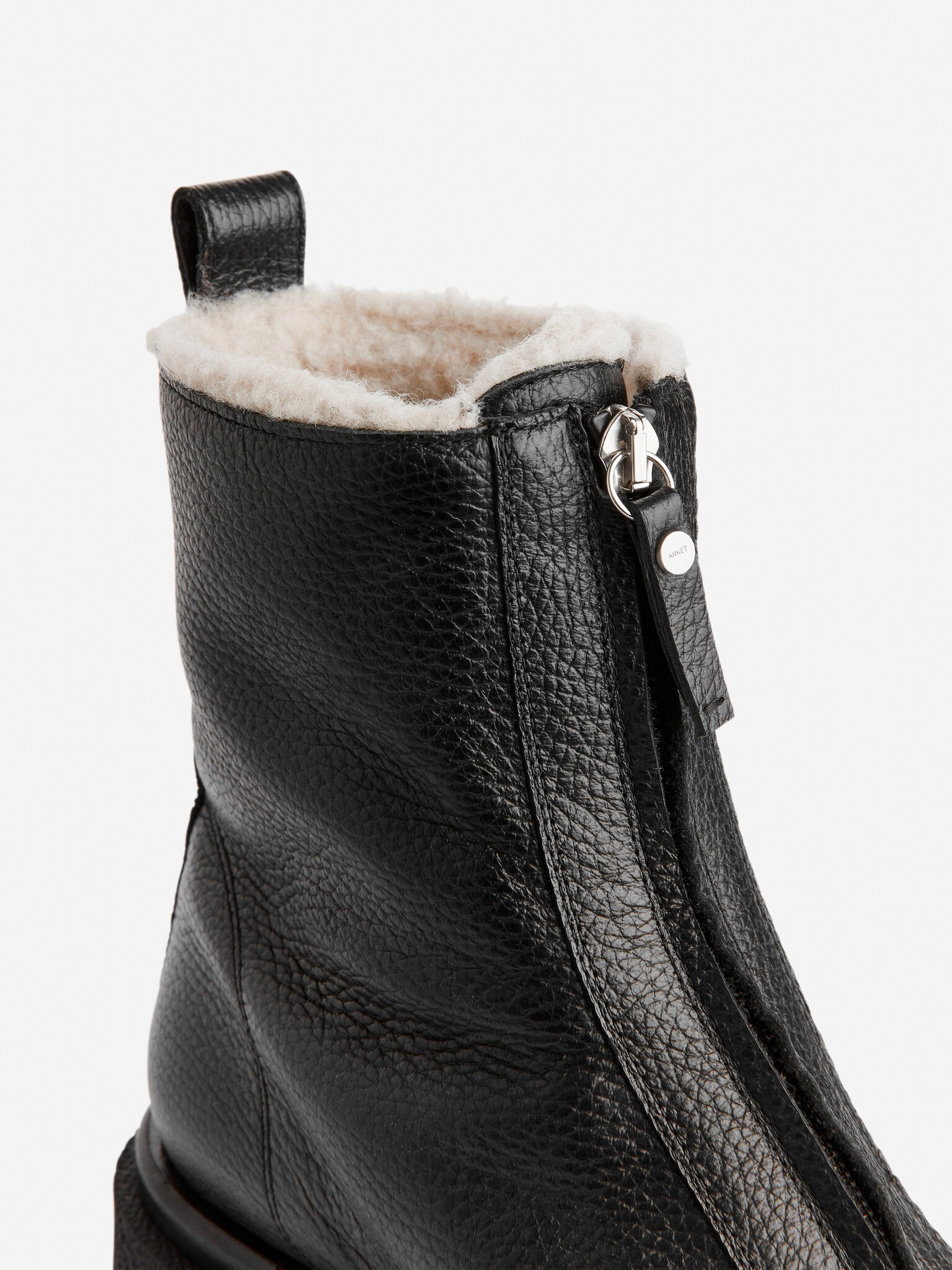 Faux Fur Leather Boots - Czarny - 3