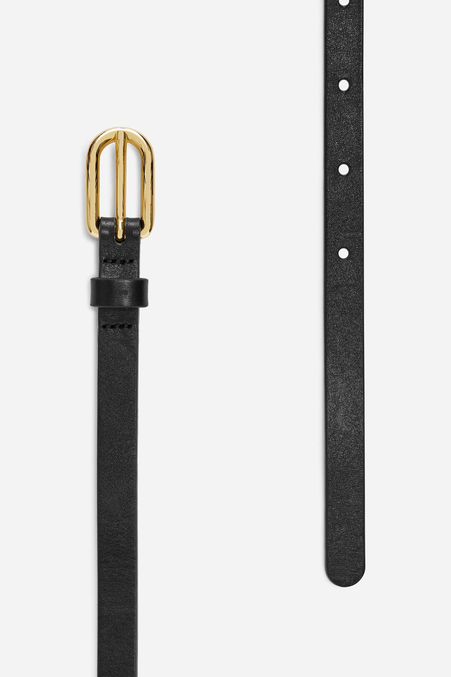 Úzký Kožený Pásek - Černá - 3