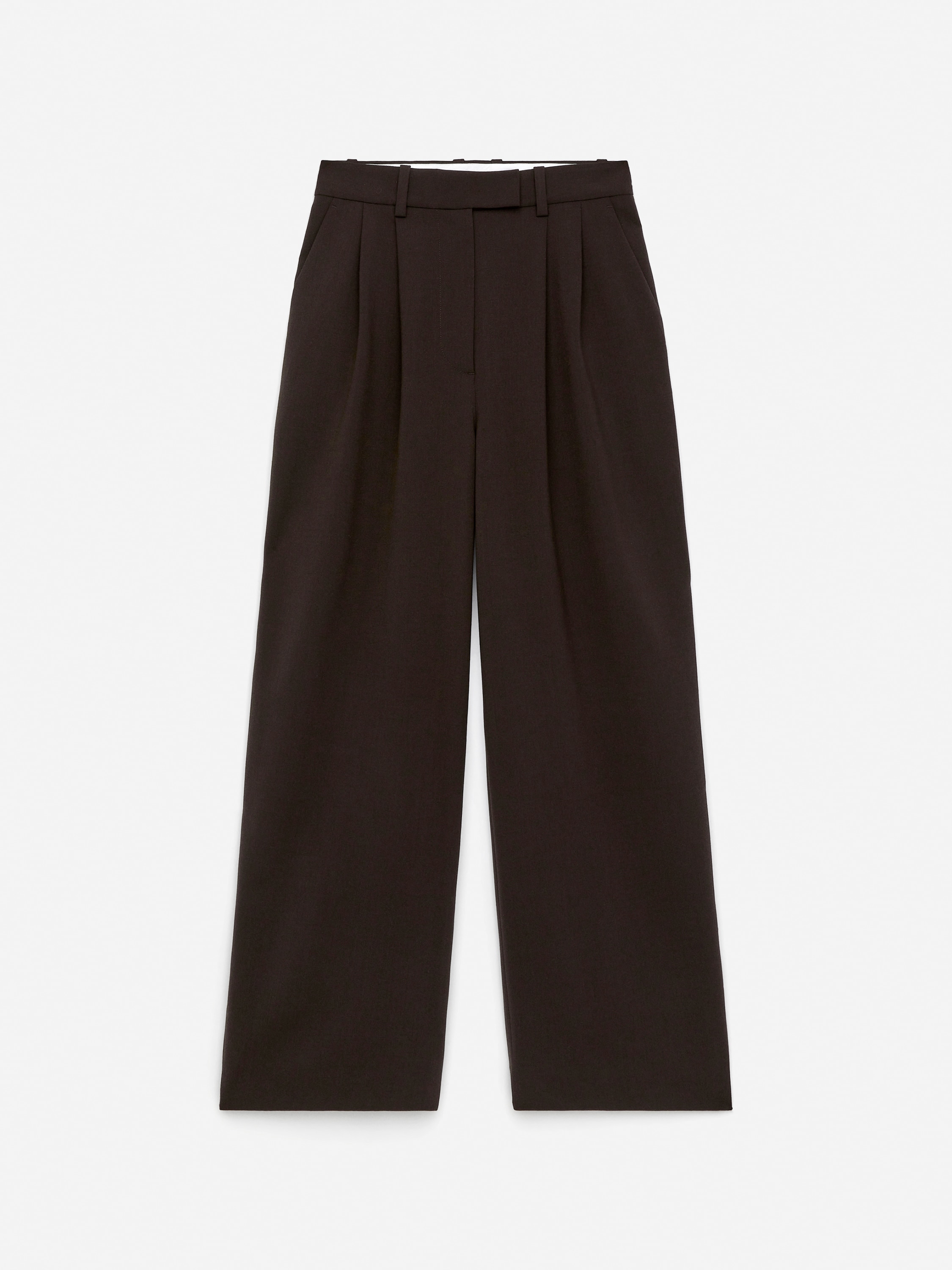 Wide-Leg Tailored Trousers - Dark Brown/Black