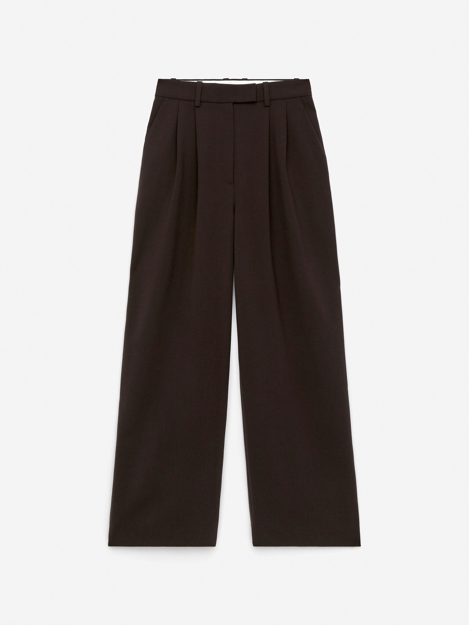 Pantalon tailleur à jambes larges - Marron foncé/Noir - 2