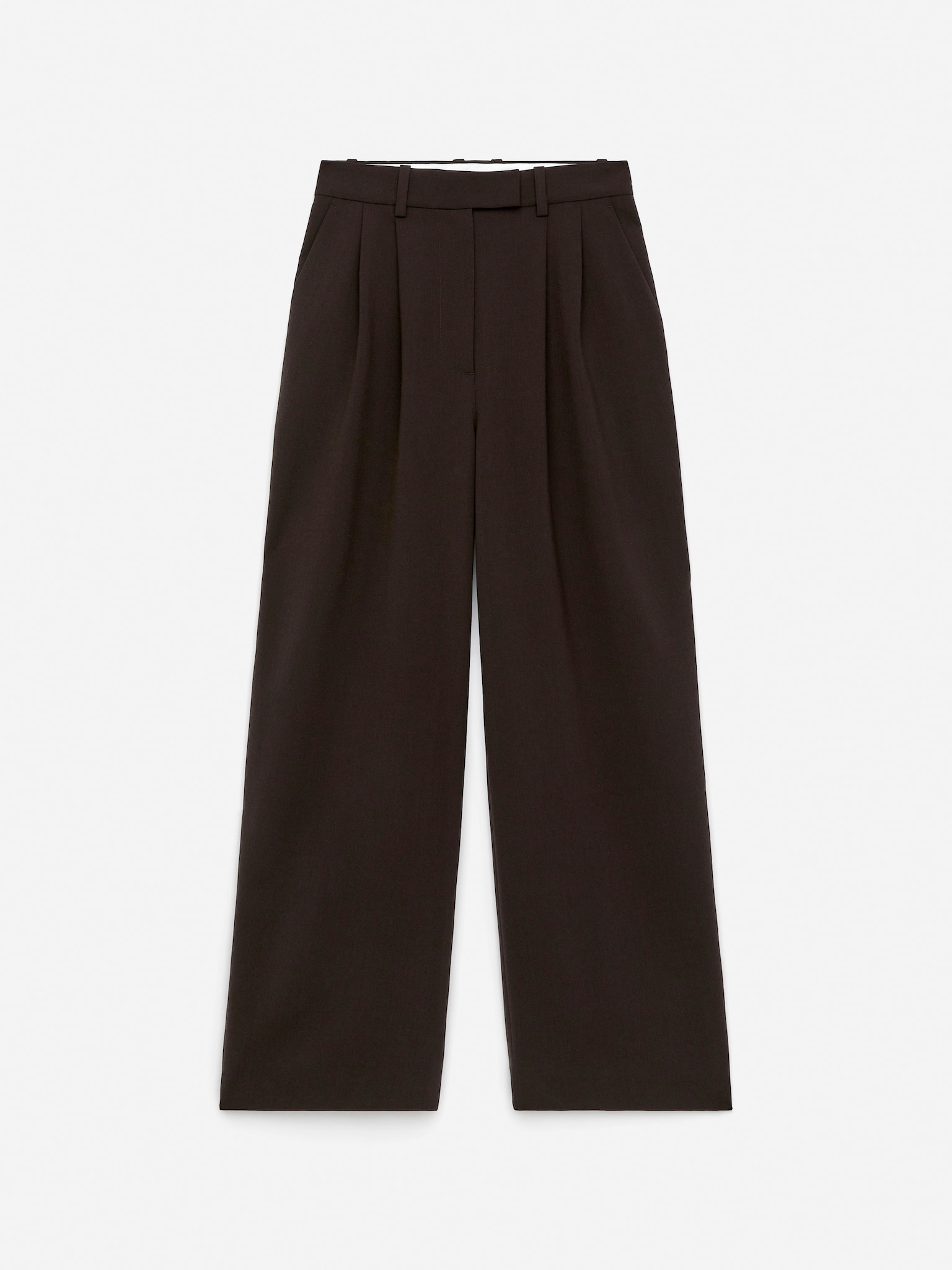 Pantalon tailleur à jambes larges - Marron foncé/Noir - 2
