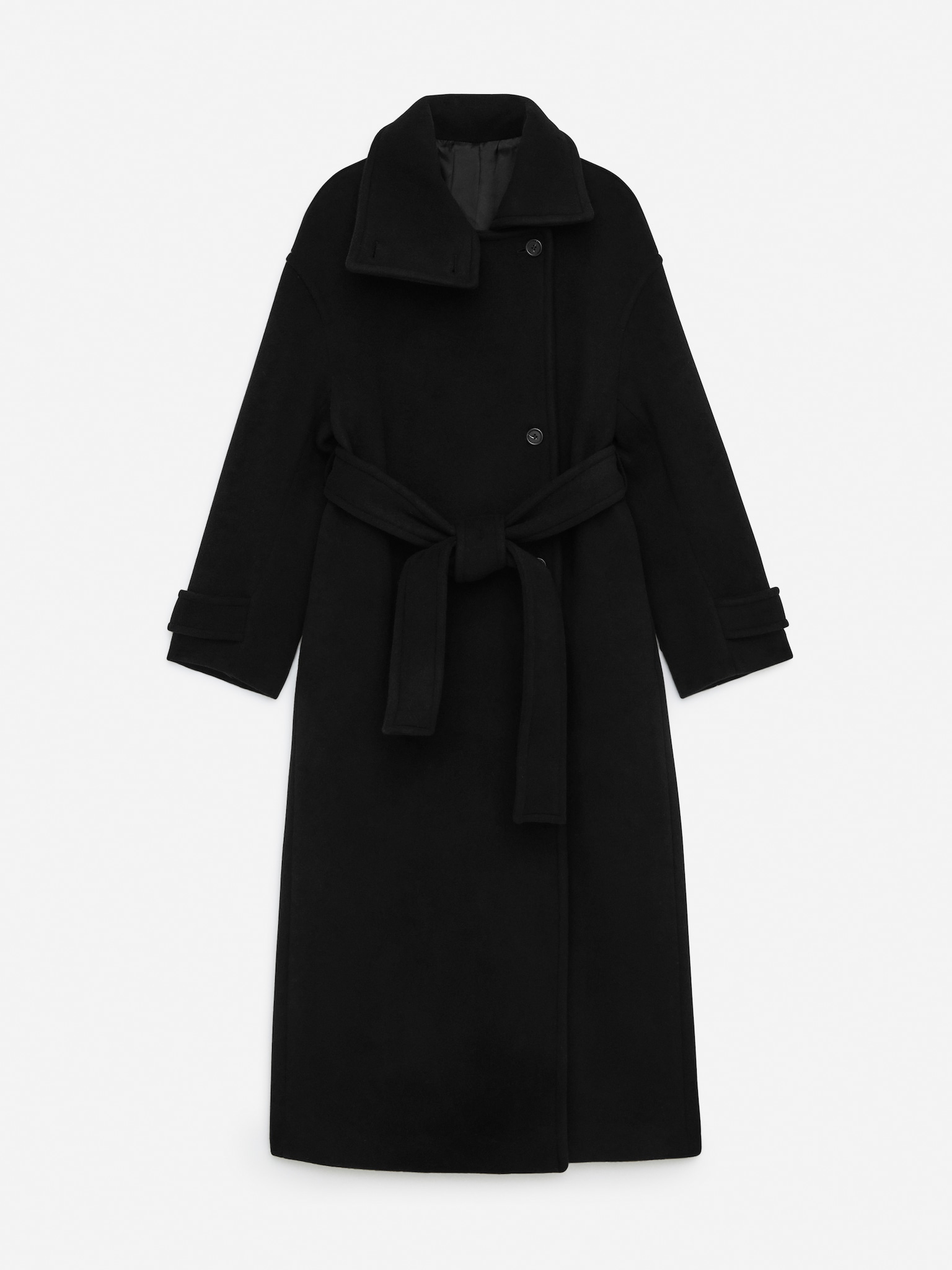 Oversized Wool-Blend Coat - Black