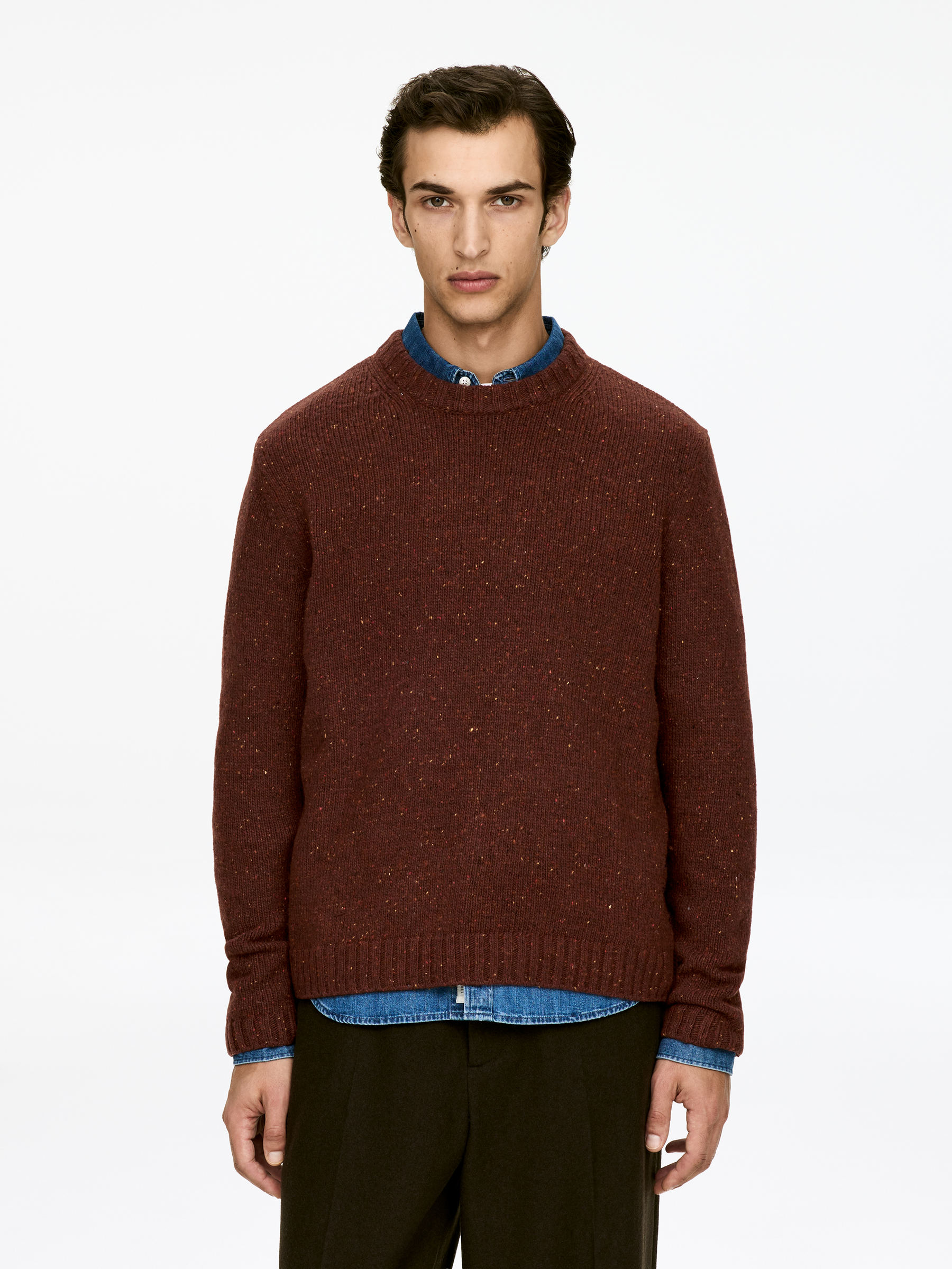 Wool-Alpaca Blend Jumper-#4B3939-16853