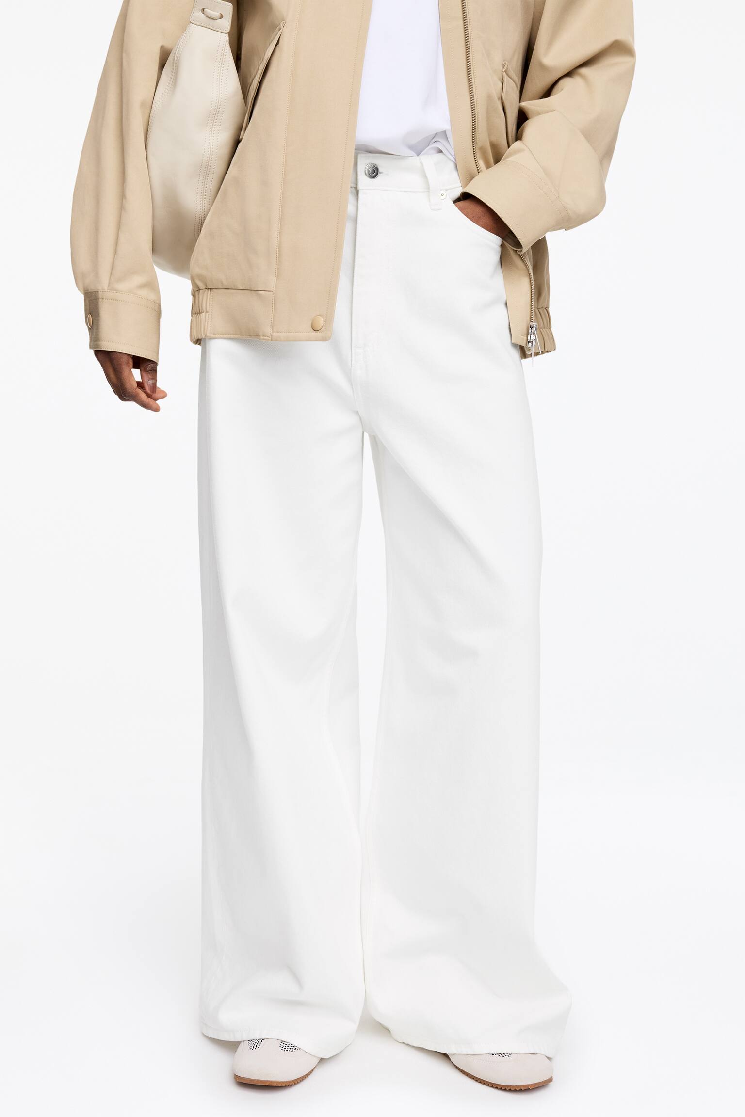 Szerokie jeansy oversize CEDAR - Biały/Niebieski/Jasnoniebieski - 9