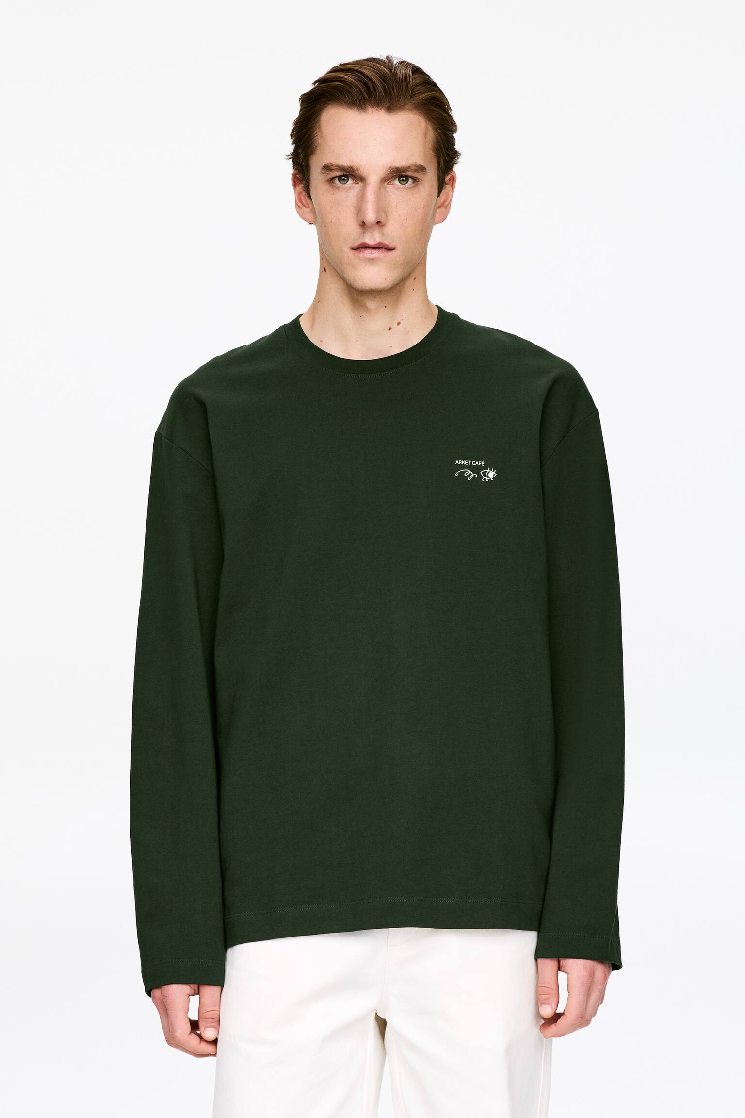 ARKET CAFÉ Langarmshirt - Dunkelgrün/Cremeweiß/Schwarz - 4