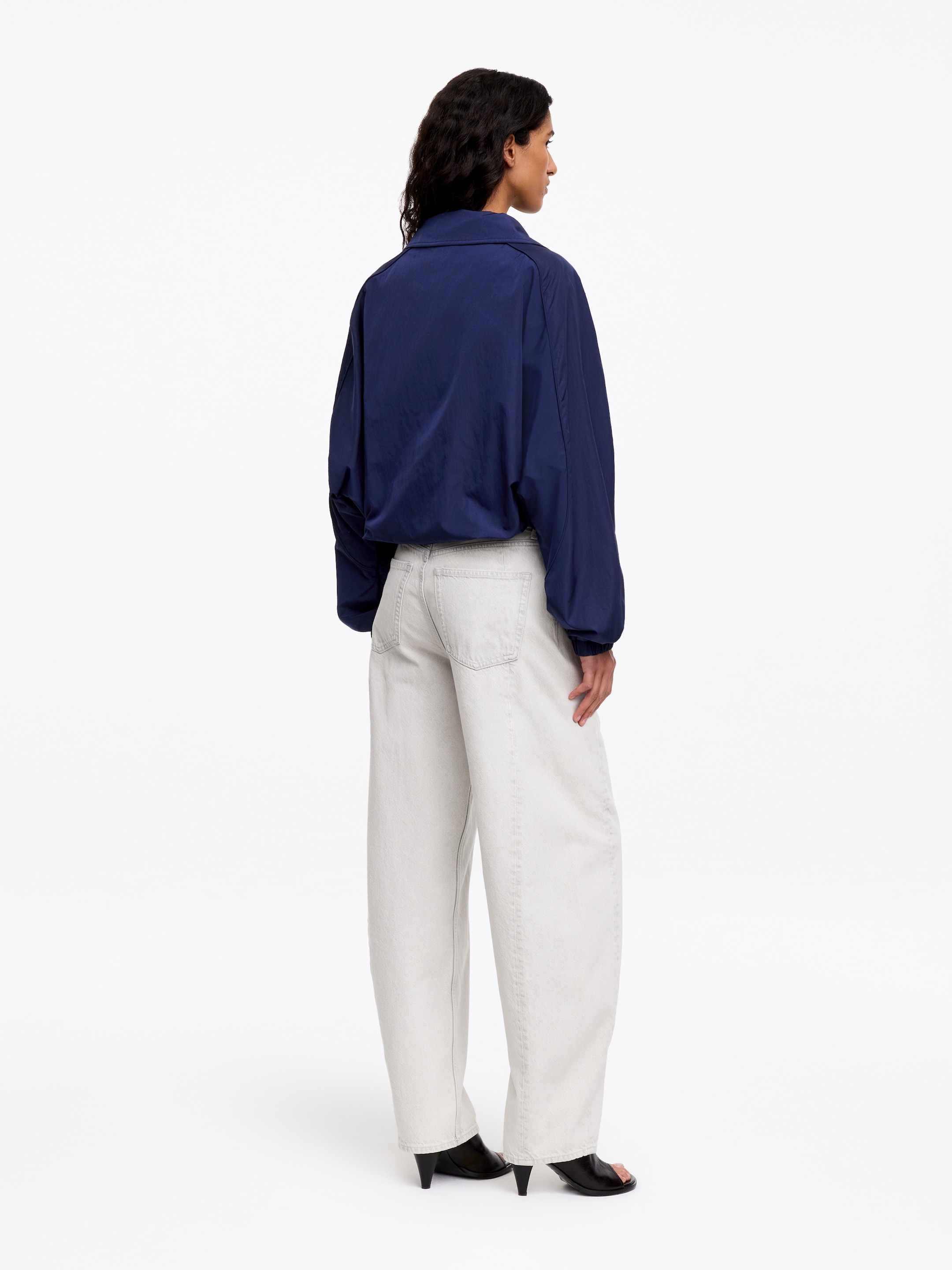 Funnel-Neck Nylon Jacket - Dark Blue - Oversized - women - StillMedia/Lookbook - 4