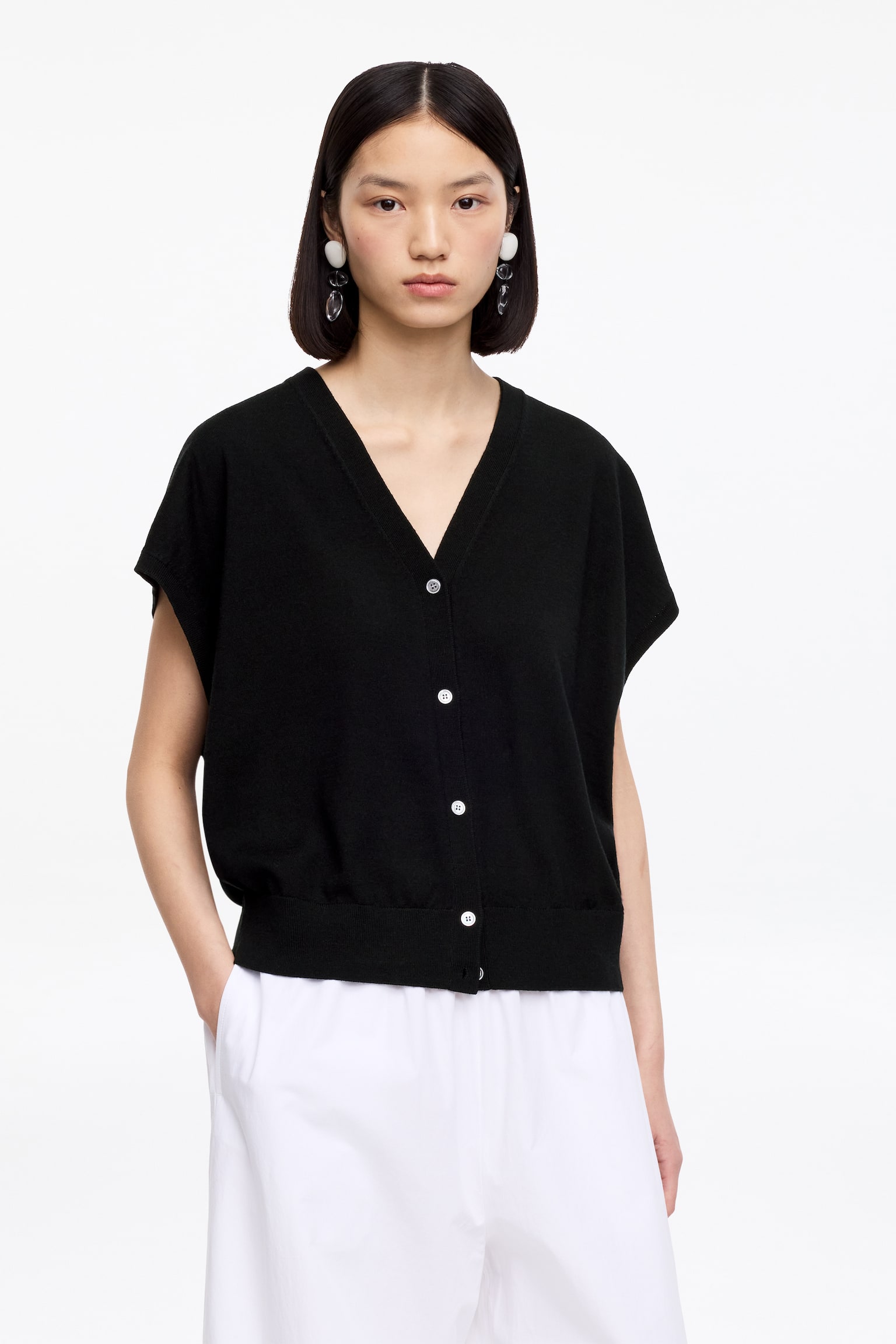 Weste aus Merinowolle - Schwarz/Braun - 1