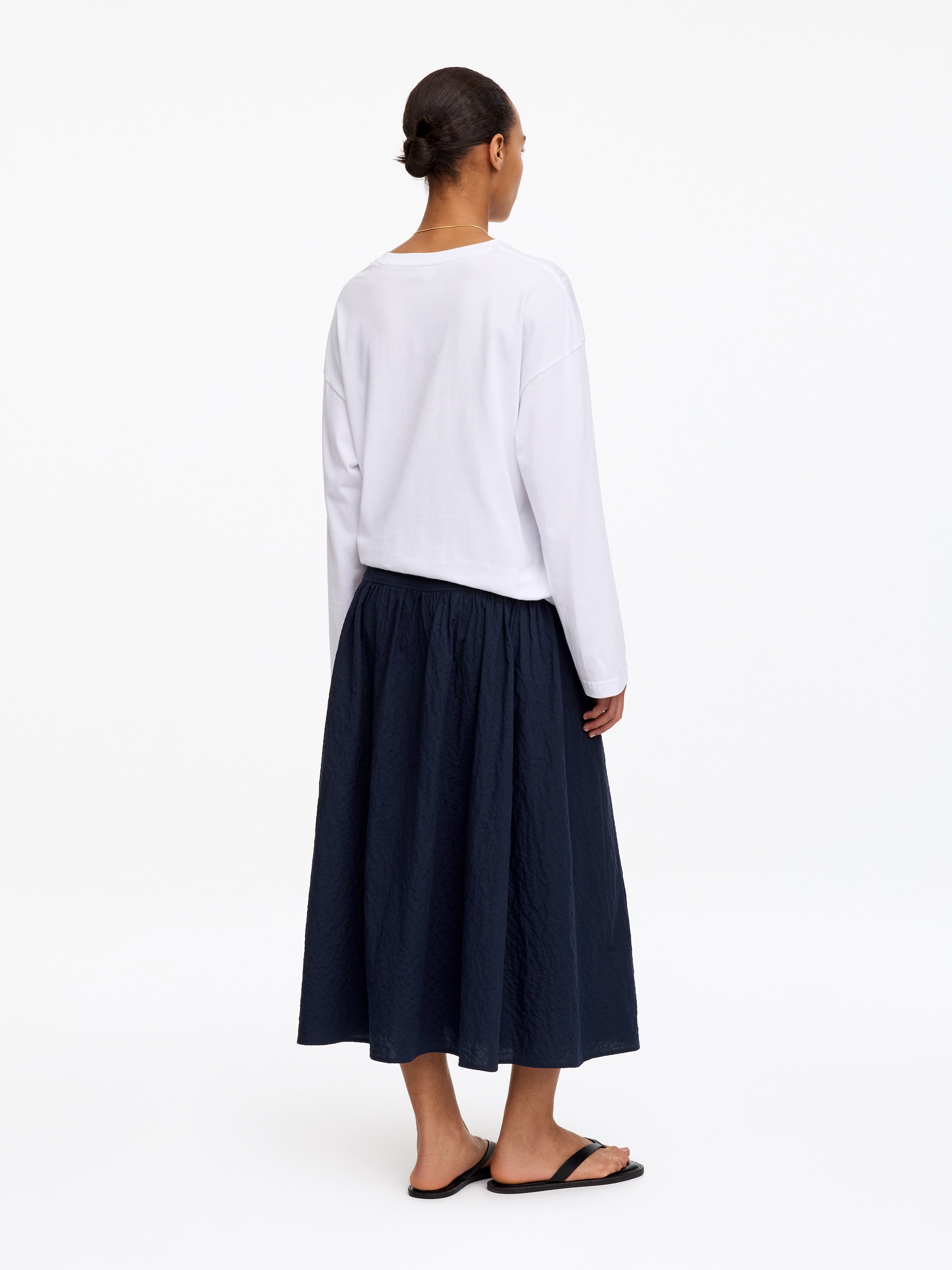 Midirock aus Seersucker - Dunkelblau - Regular Fit - Damen - StillMedia/Lookbook - 3