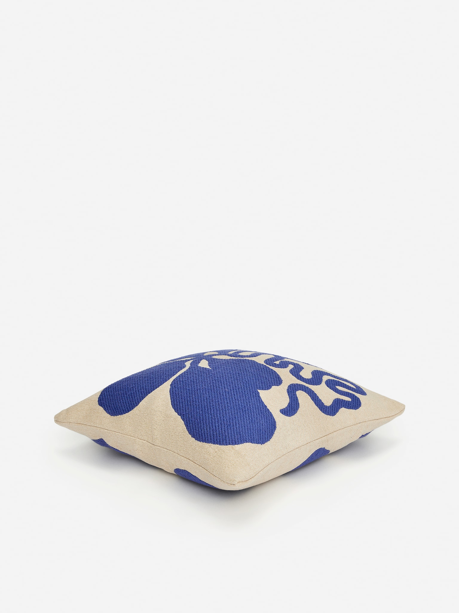 Bawełniano-wełniana poszewka 50 cm x 50 cm - Niebieski/Beżowy