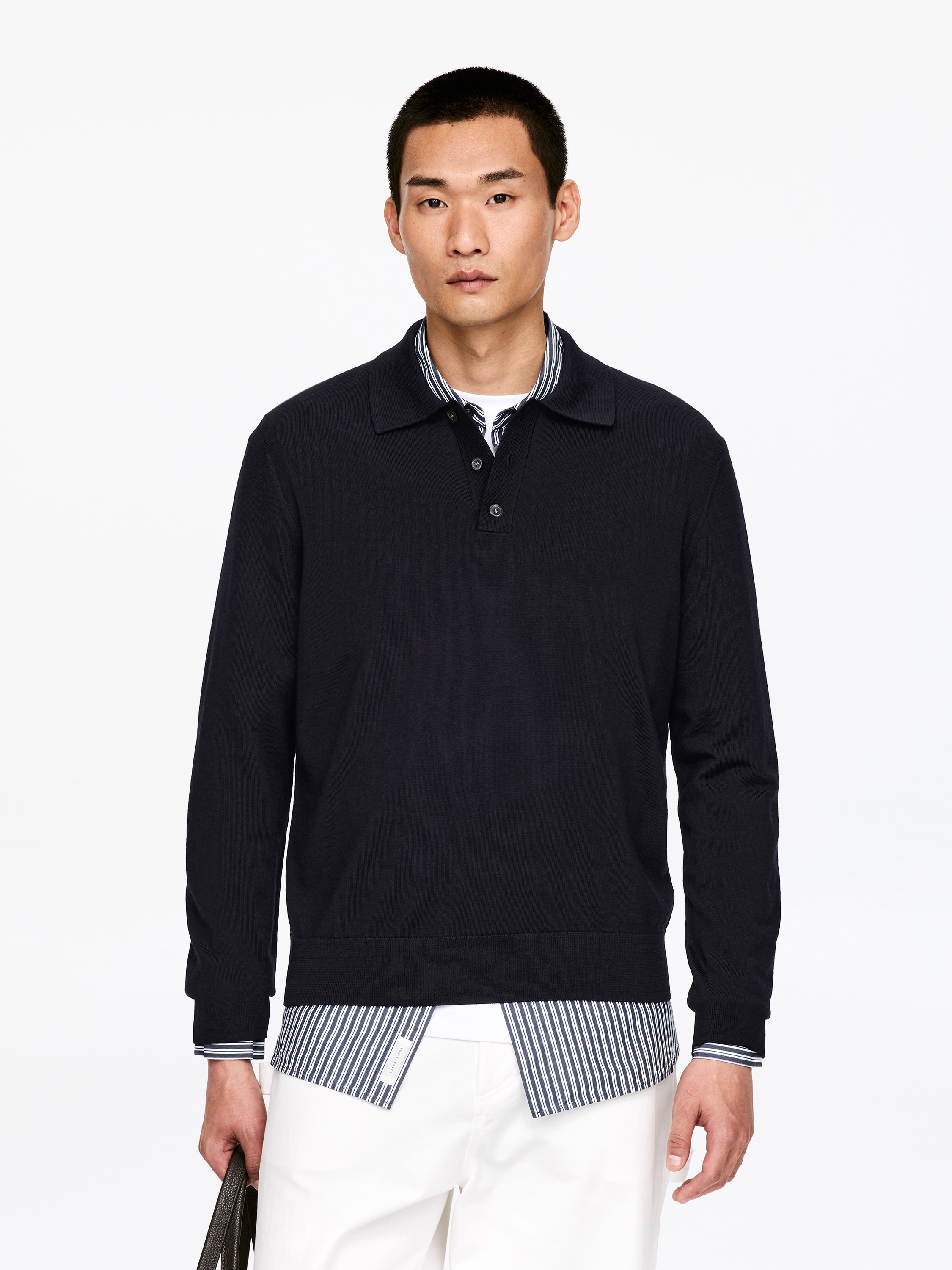 Polopullover aus Merinowolle - Dunkelblau/Graumeliert/Dunkelbraun/Dunkelgrün/Helles Taupe