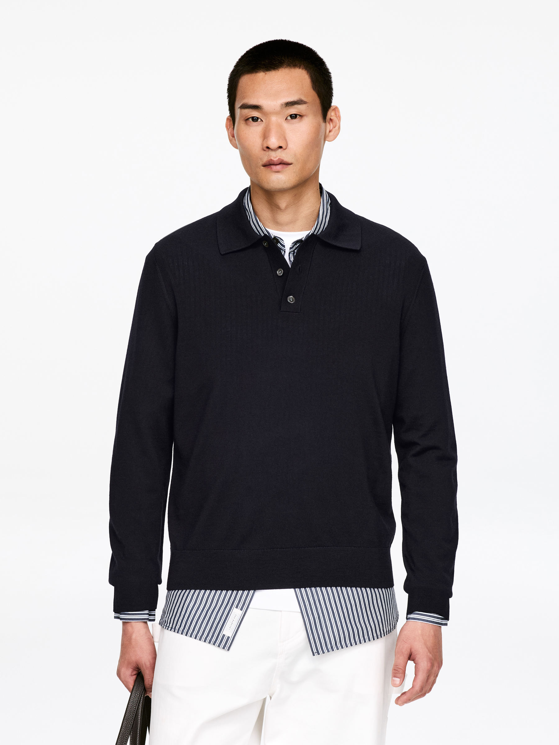 Polo en laine mérinos - Bleu foncé - Regular fit - Homme - StillMedia/Lookbook - 51