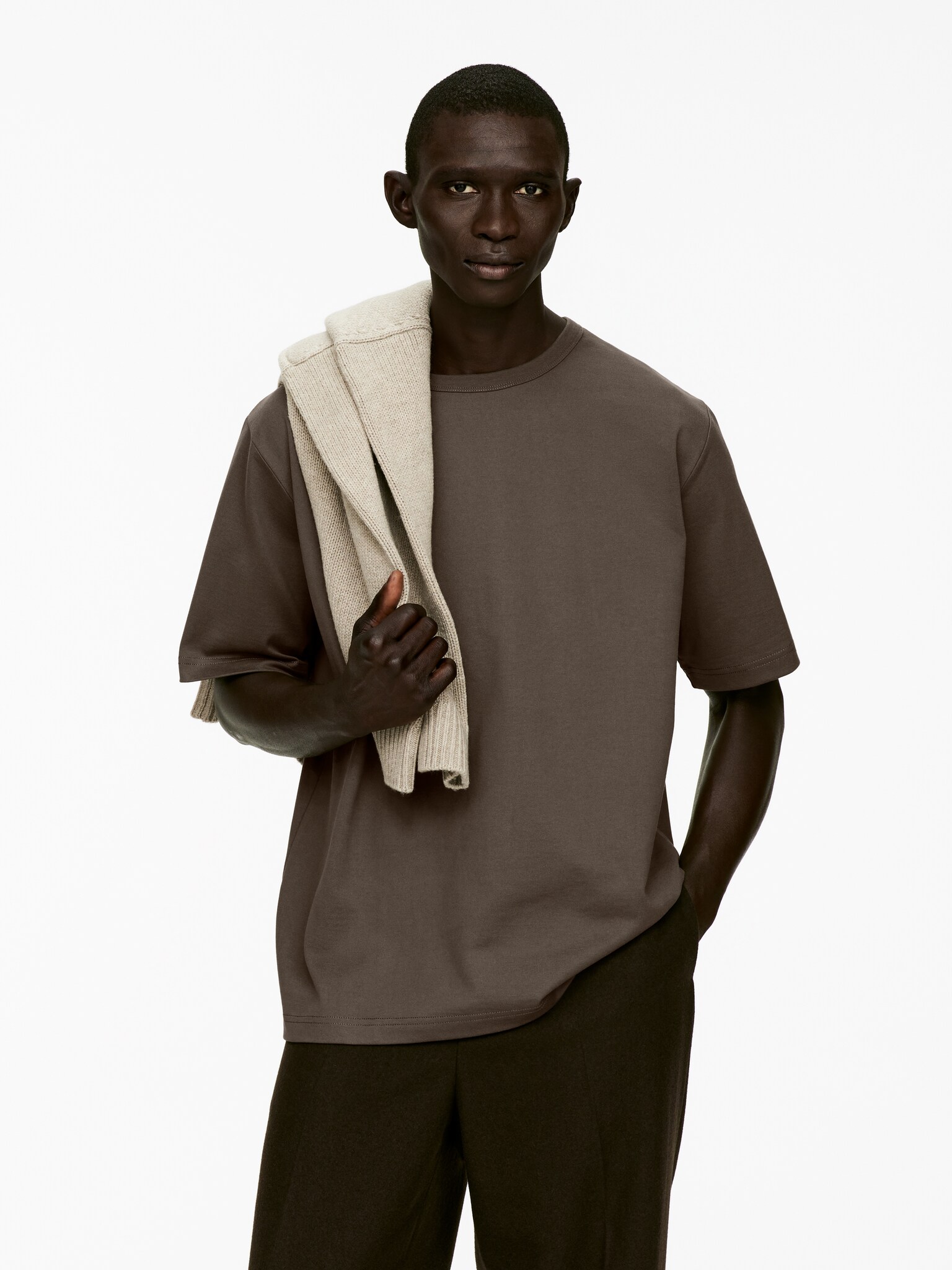 T-shirt oversize 270 GSM - Taupe foncé/Avoine/Noir/Blanc/Bleu foncé - 1