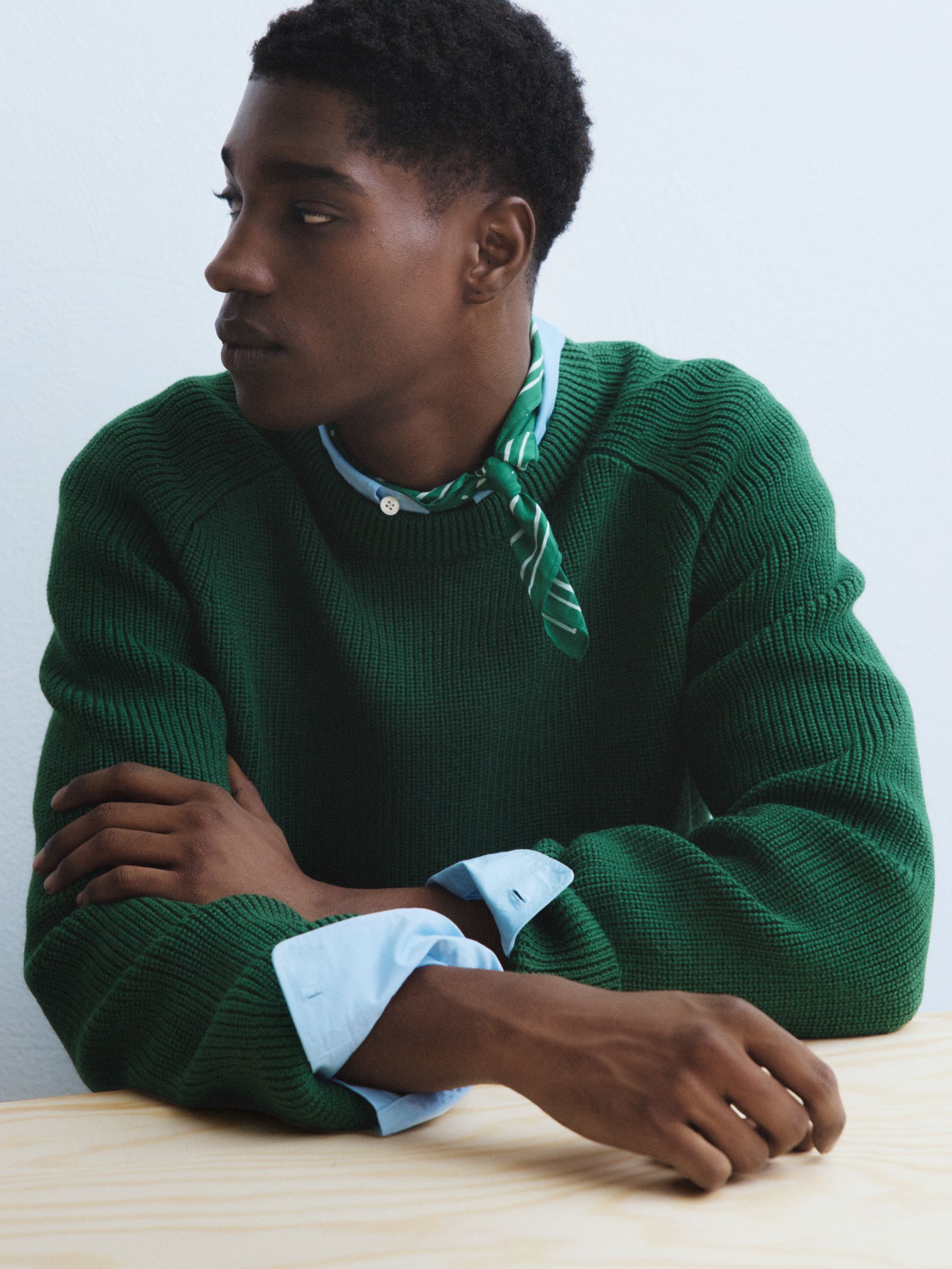 Relaxed Wool Jumper - Dark Green - Relaxed fit - Men - StillMedia/Environmental - 1