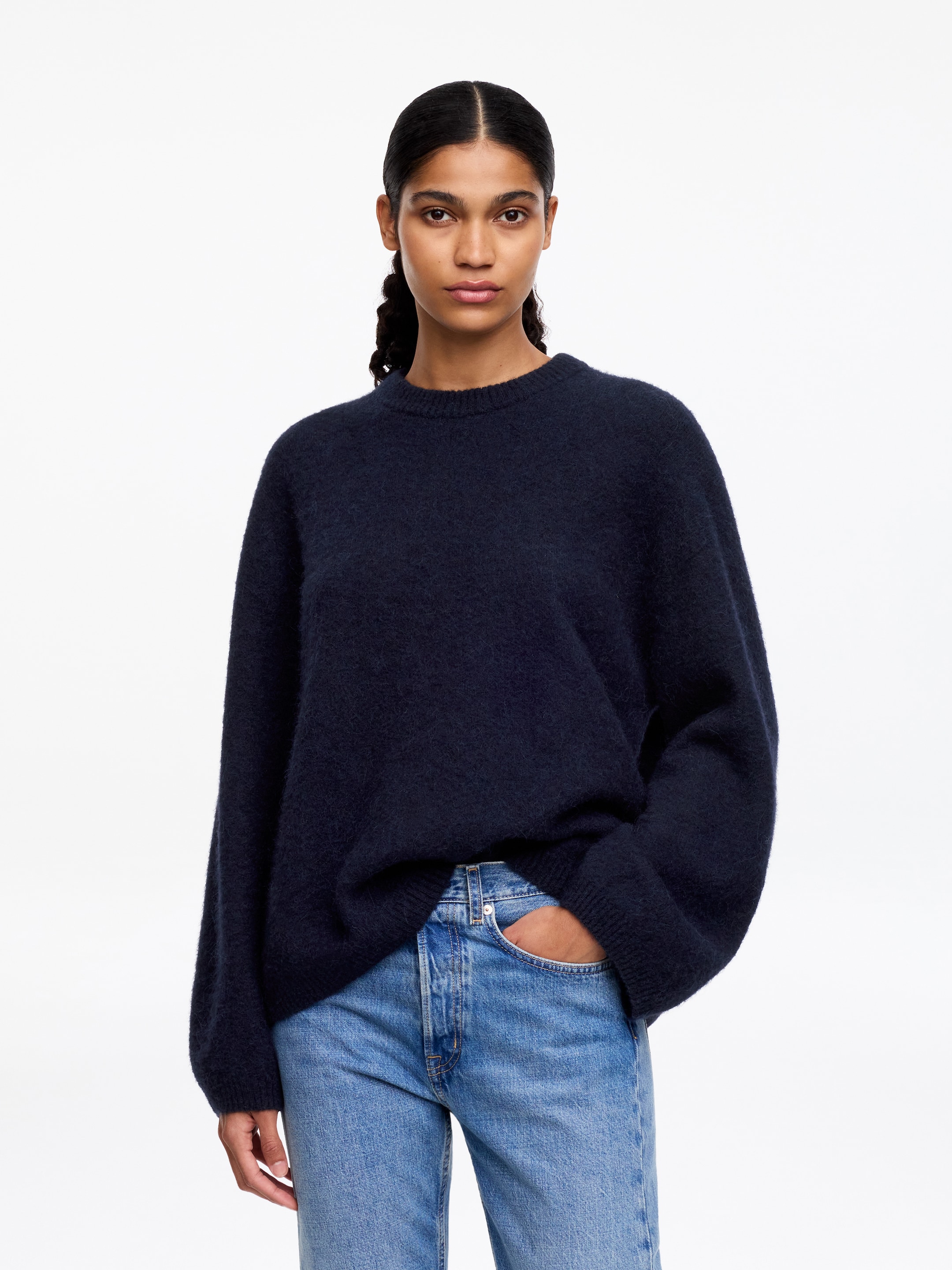 Alpaca-Wool Blend Jumper-#38373F-17886
