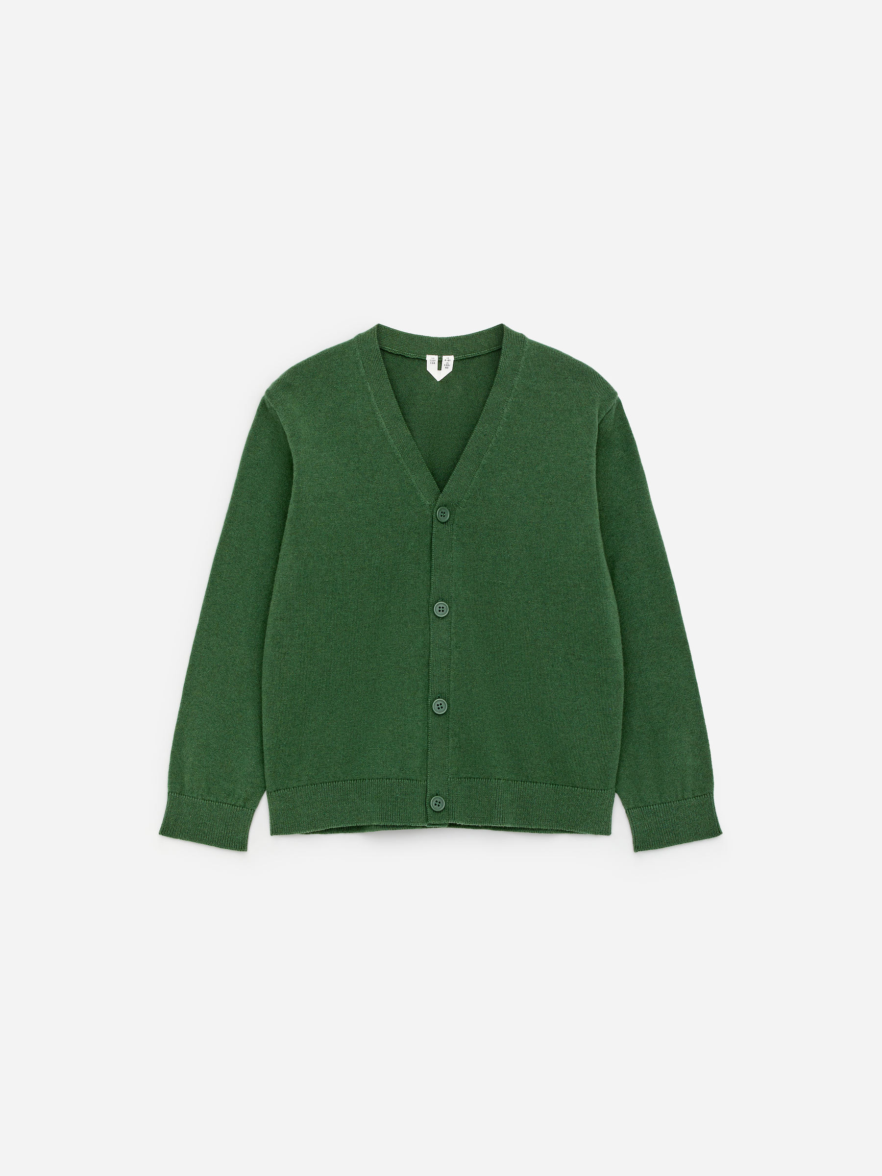 Cardigan i bomull och ull.-Grön-18411