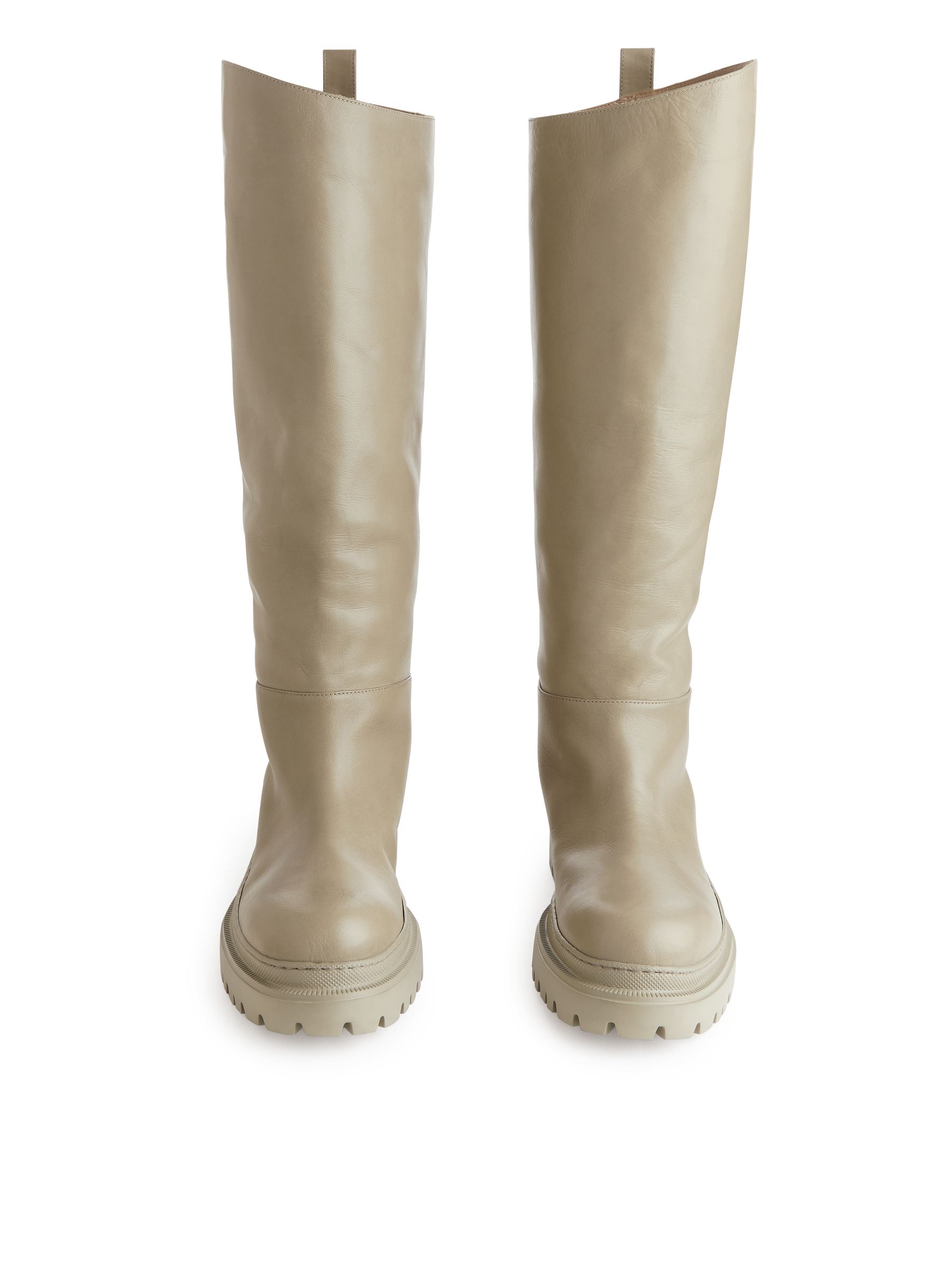 HighShaft Chunky Leather Boots - Beige - Women - StillMedia/DescriptiveStillLife - 5