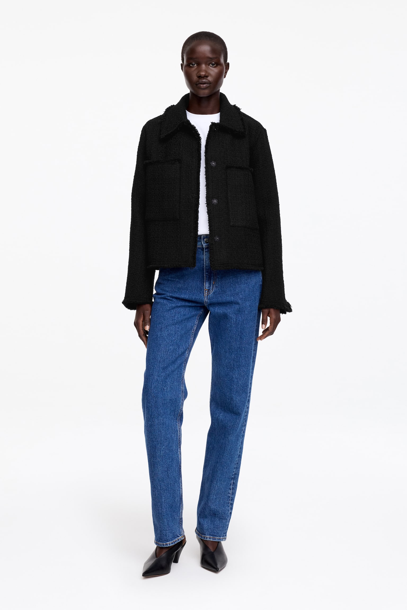 Jacka i bouclé - Svart - 1