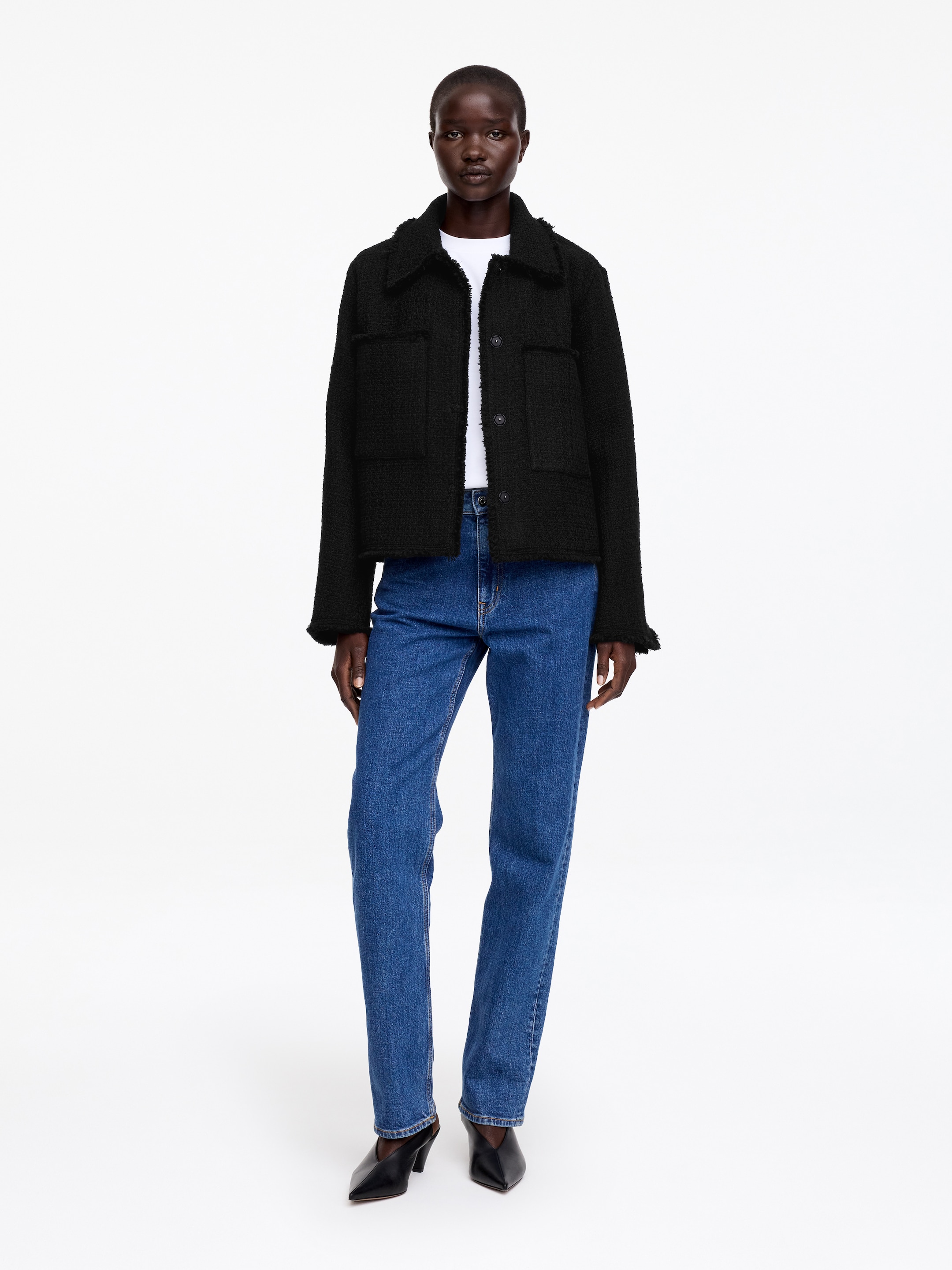 Wool-Blend Bouclé Jacket-#191918-18265