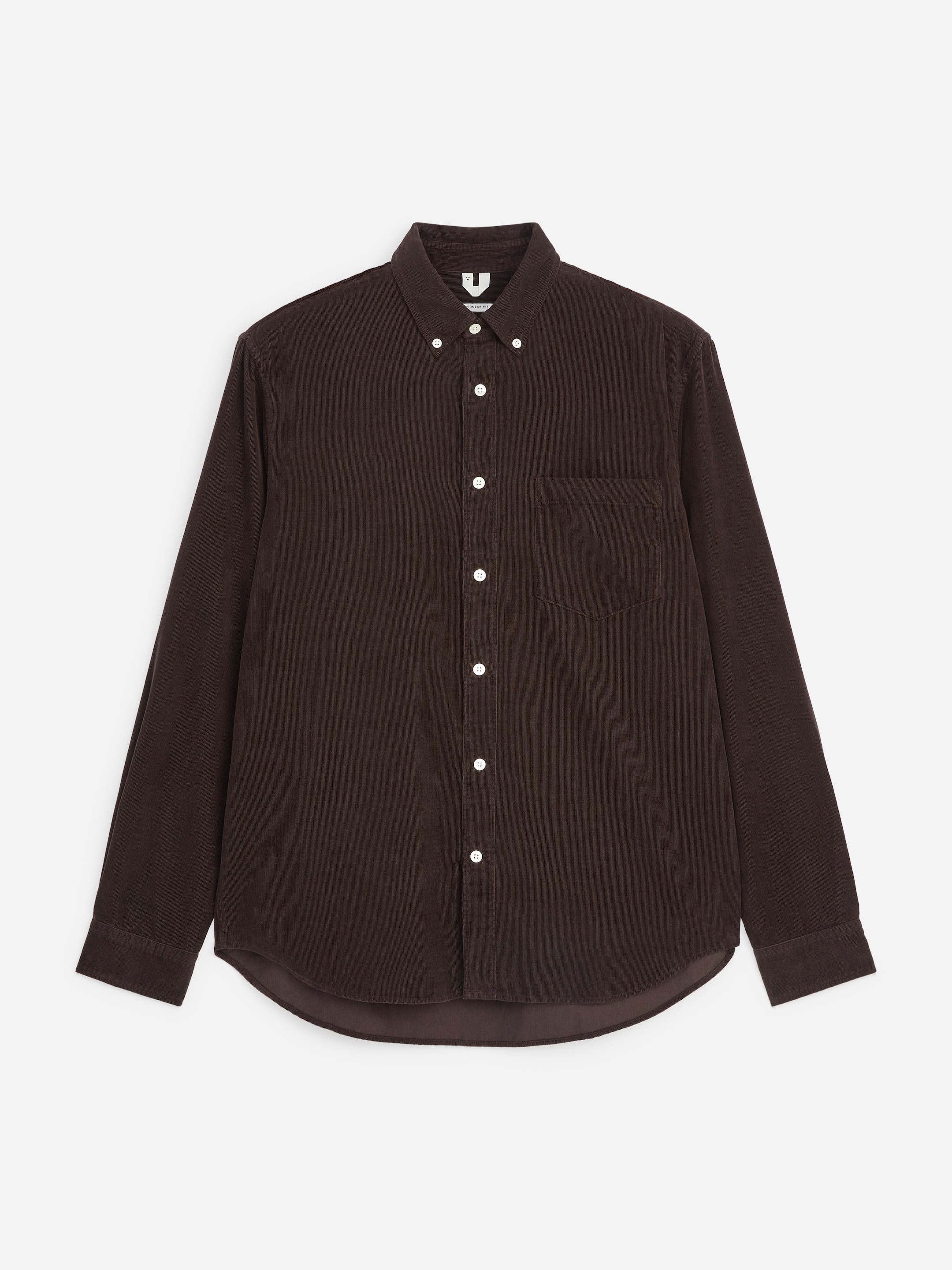 Camicia in cotone a coste sottili - Marrone scuro - Regular fit - men - StillMedia/DescriptiveStillLife - 1