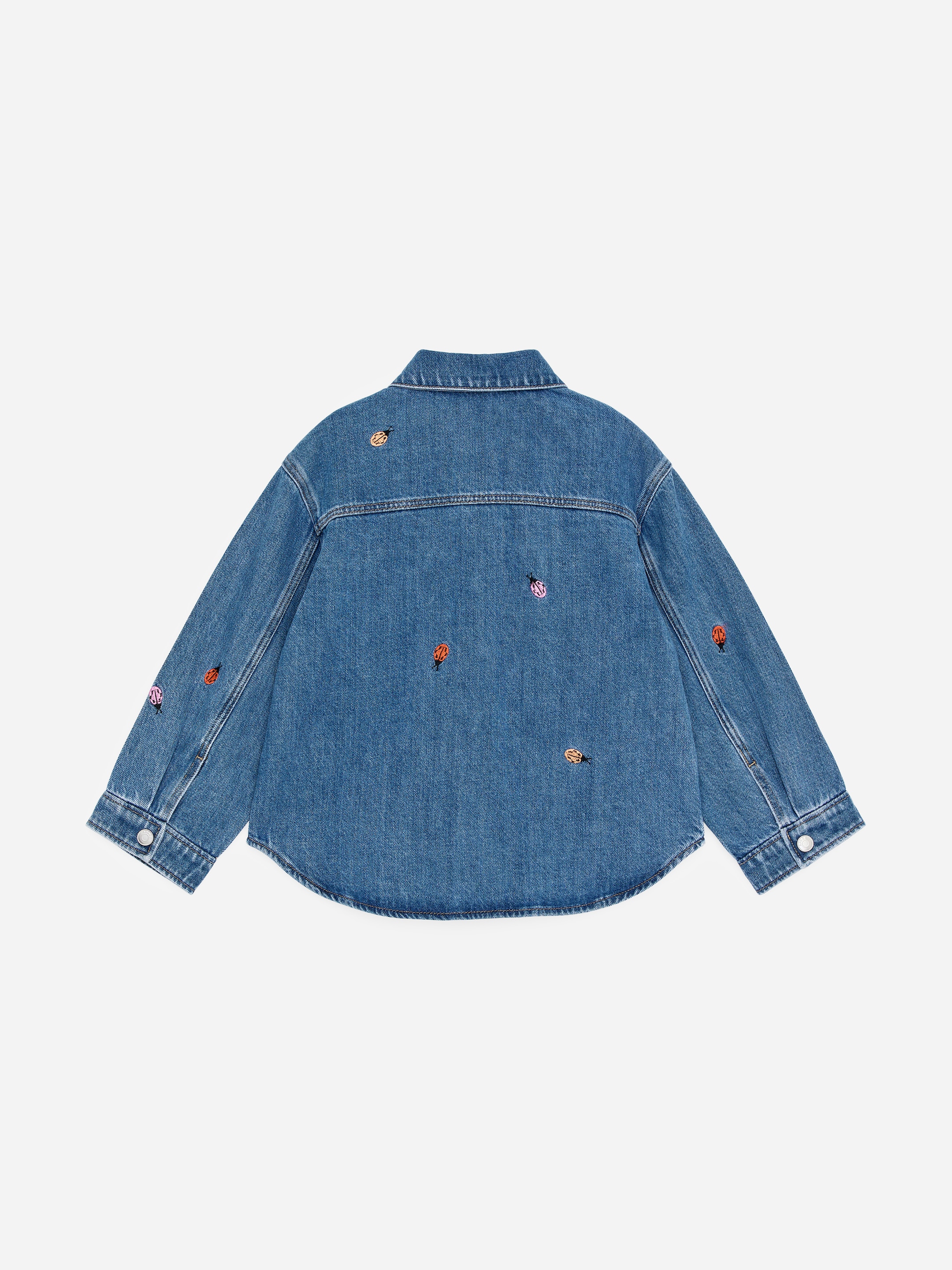 Embroidered Denim Shirt - Blue/Ladybirds - Oversized - Children - StillMedia/DescriptiveStillLife - 3