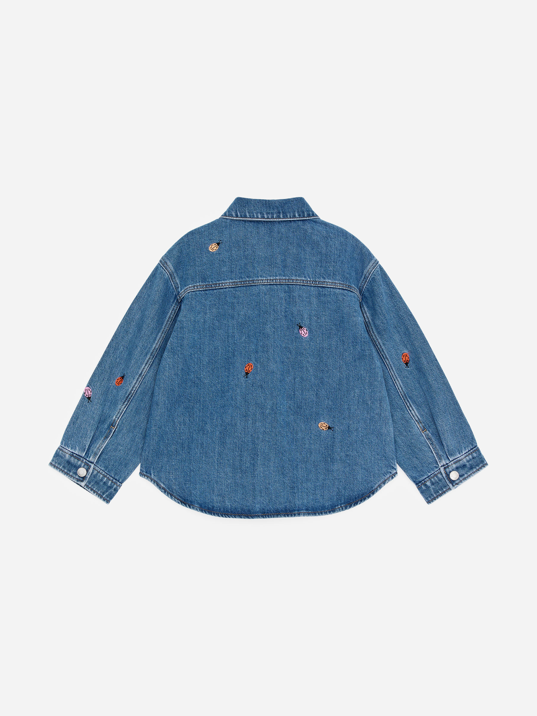 Embroidered Denim Shirt - Blue/Ladybirds - Oversized - Children - StillMedia/DescriptiveStillLife - 3