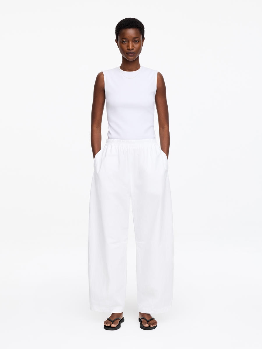 ARKET Women's  Barrel-Leg Cotton Trousers White,  size XS